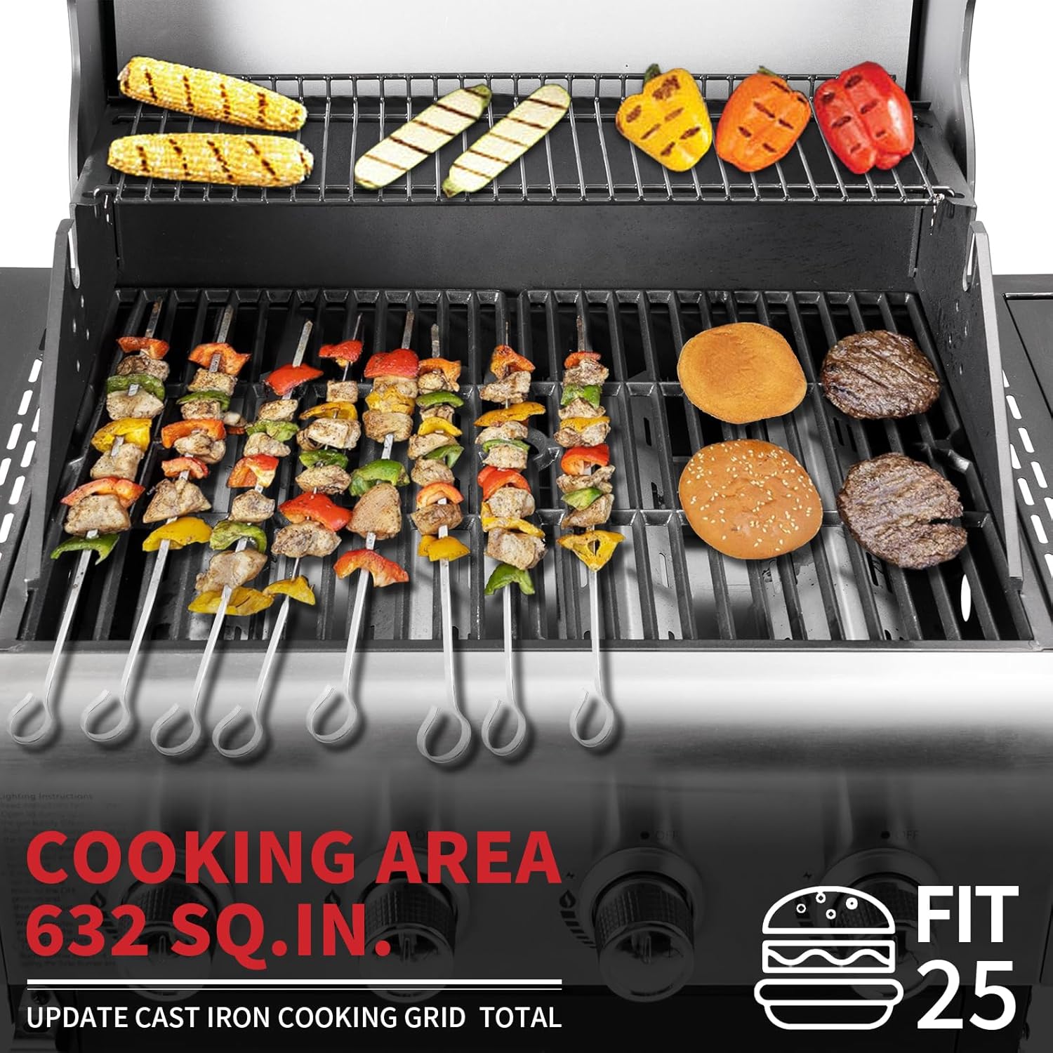 Barbecue Gas Grill with Enameled Cast Iron Grates 