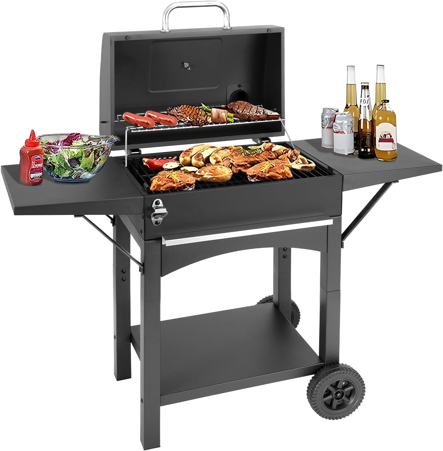 Charcoal Grill with Side Shelf