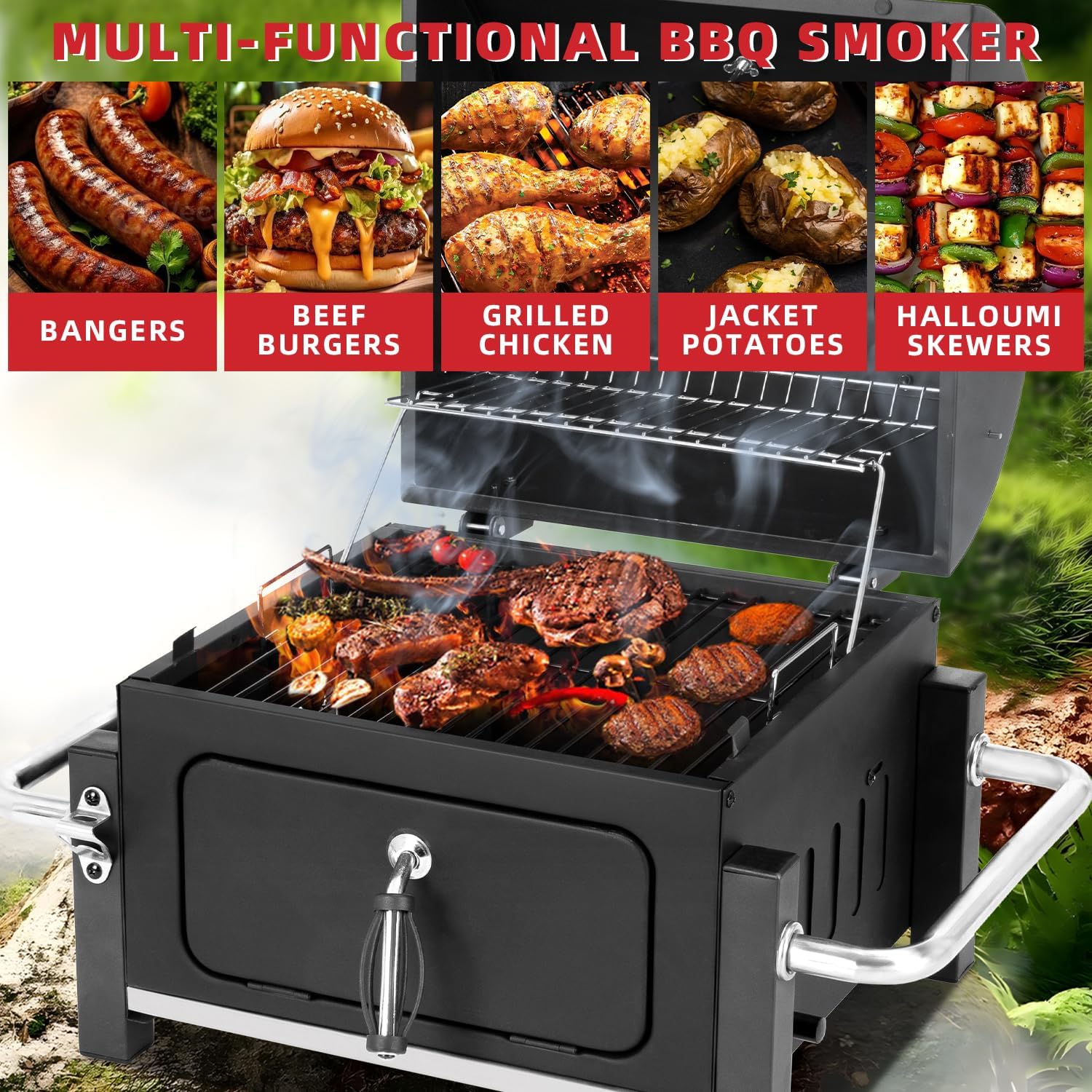 Portable Charcoal Grill with 314 Square Inch Cooking Area