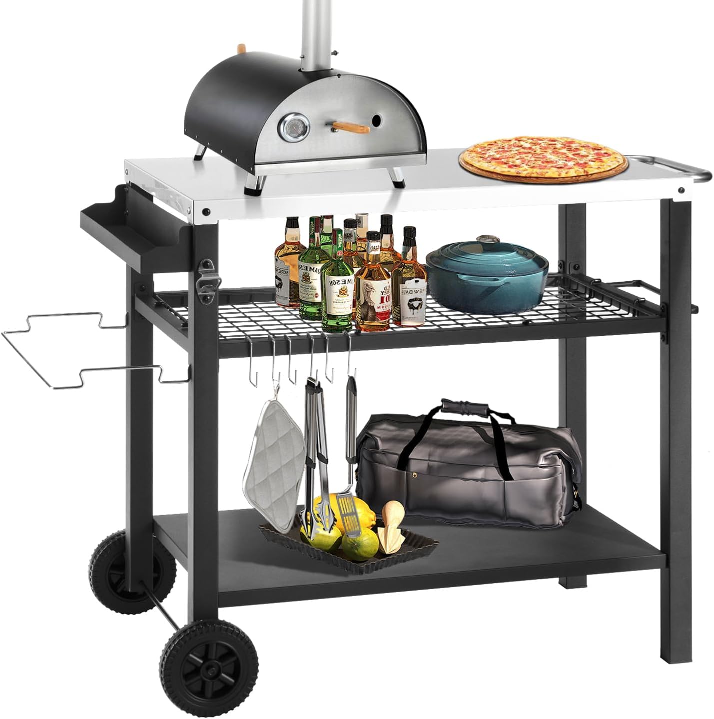 Grill Cart Table with Three Shelf