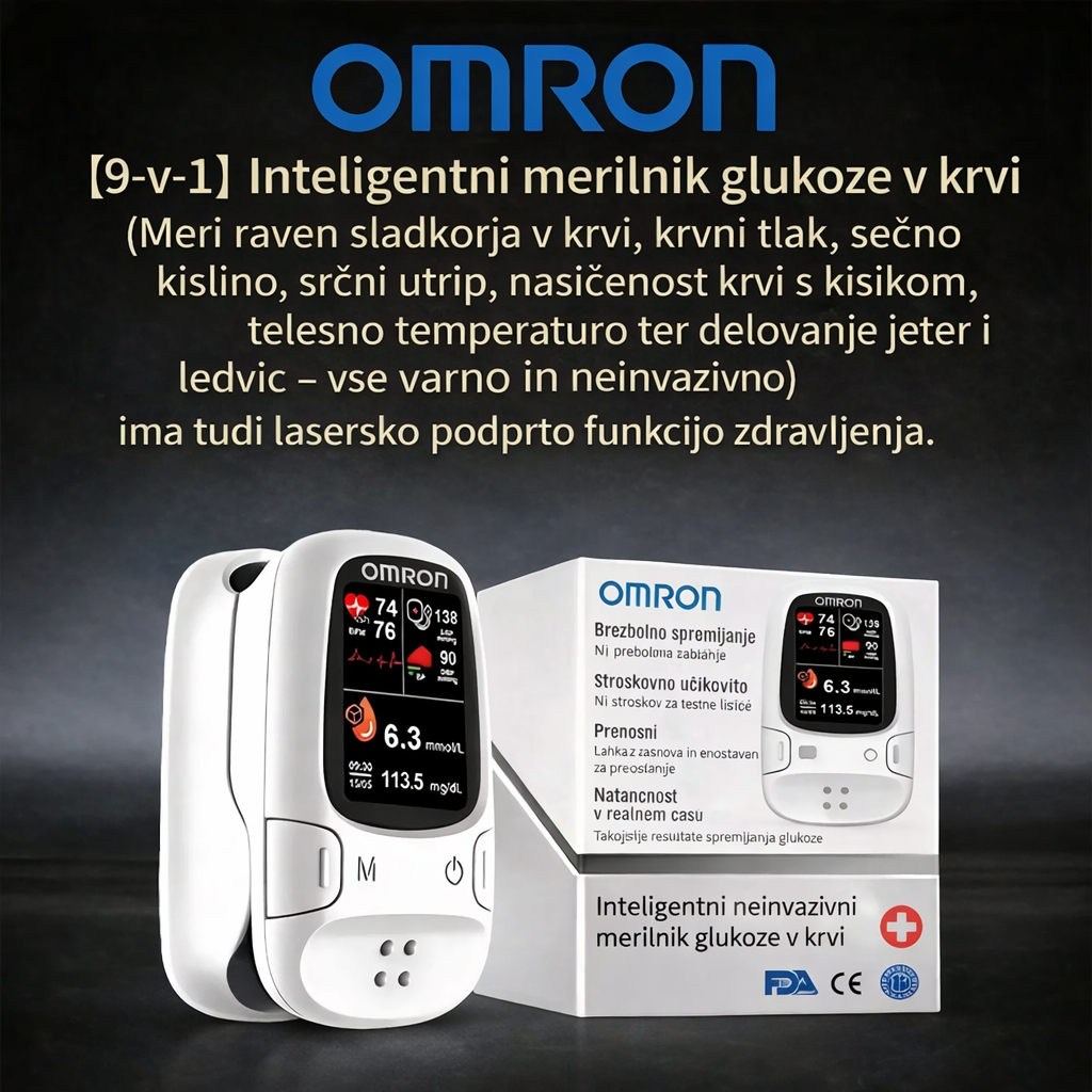 🔥Izdelano v ZDA🔥Omron™ predstavlja novo lansiran neinvazivni pametni merilnik glukoze v krvi 🔥Izdelano v ZDA🔥