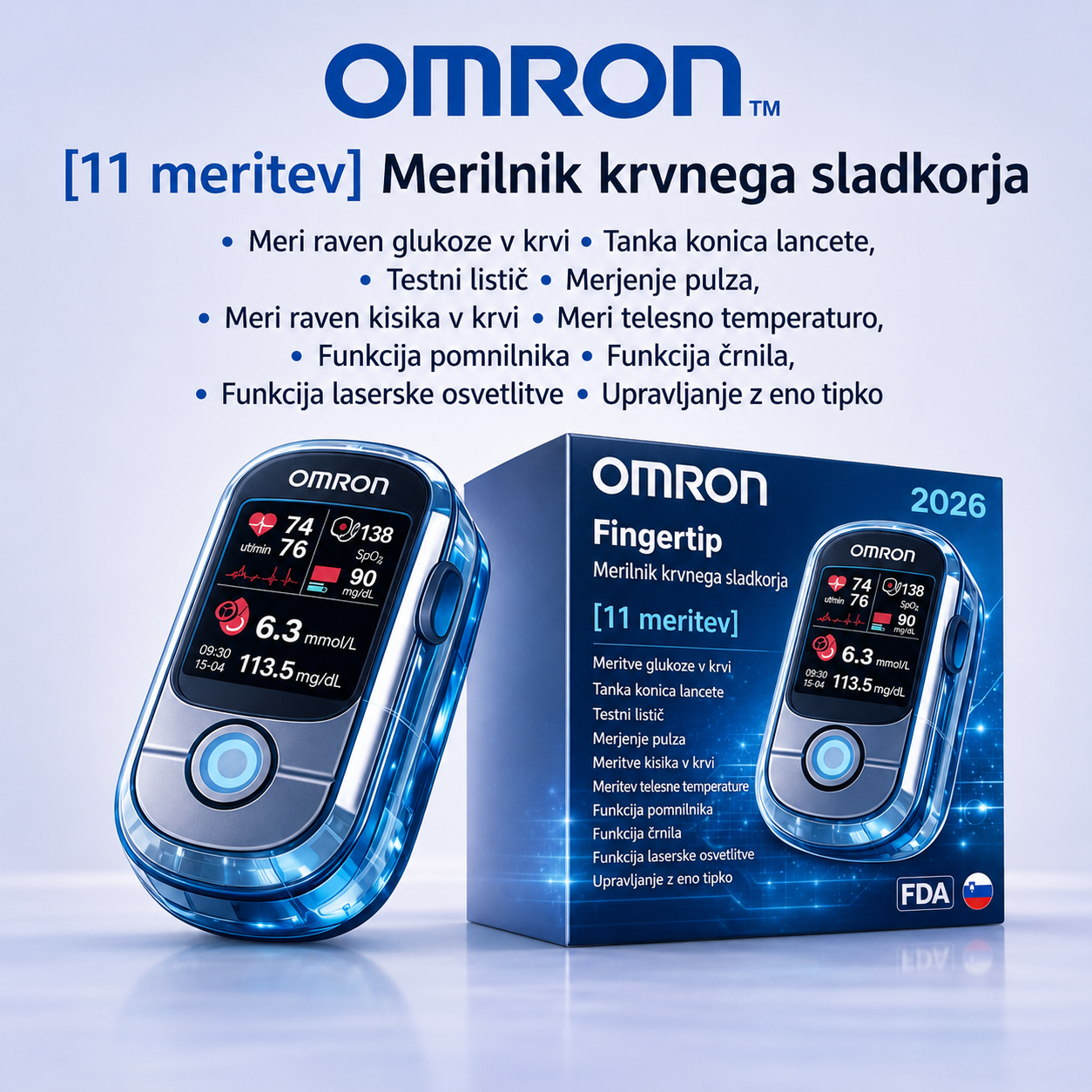 🔥Izdelano v ZDA🔥Omron™ predstavlja novo lansiran neinvazivni pametni merilnik glukoze v krvi 🔥Izdelano v ZDA🔥