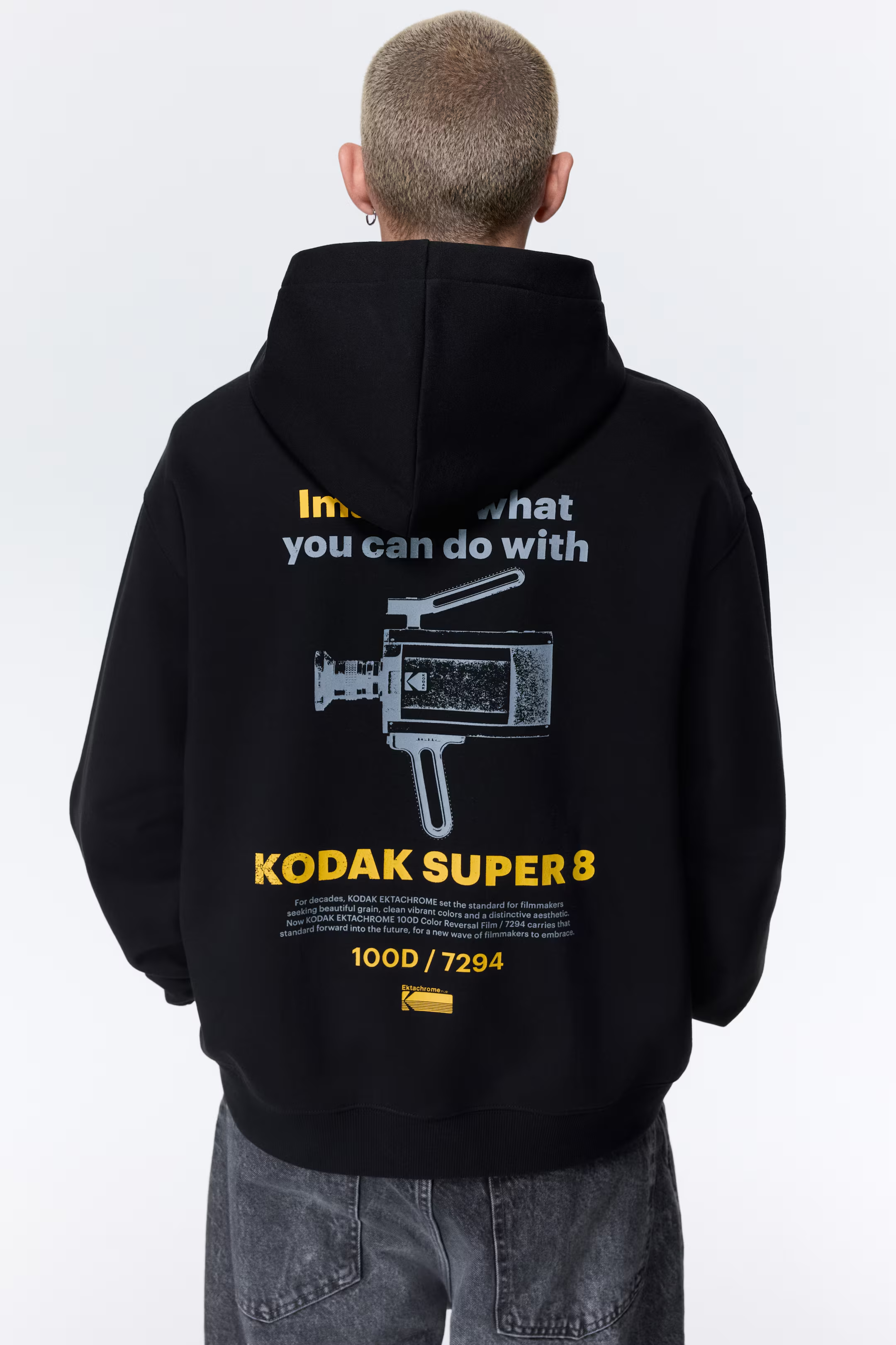 Nyomott mintás kapucnis felső Loose Fit