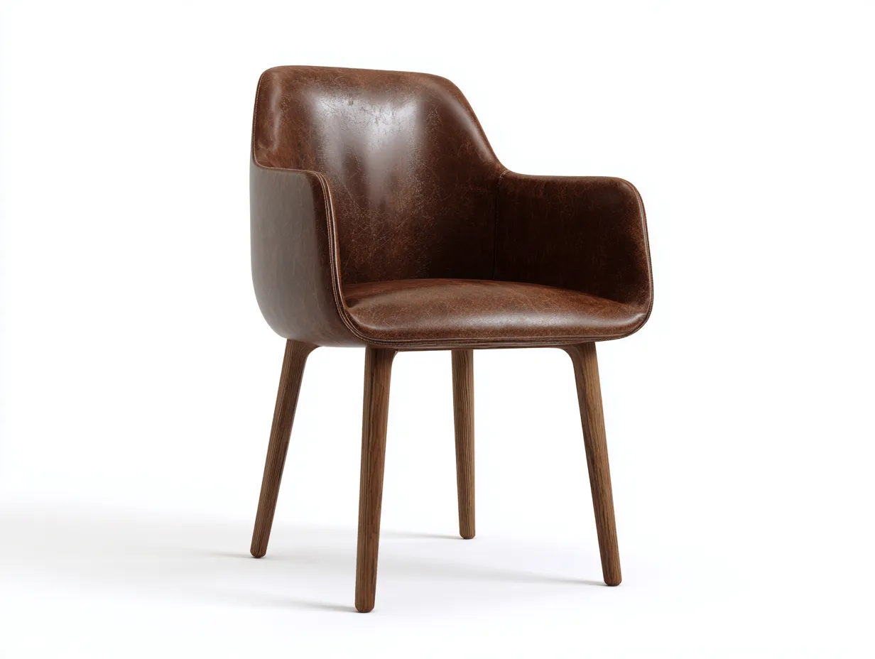 Silla de comedor tapizada cuero sintético con patas de madera 58x60x82 cm marrón para comedor - estilo moderno-Homimyhaus