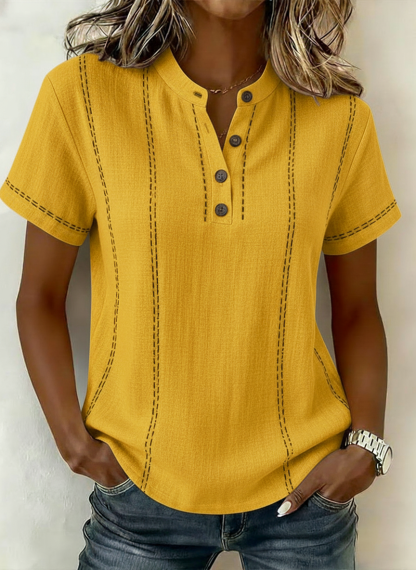 CLEARANCE🔥 Women's V-neck Short-sleeve Casual Loose Cotton-linen Top