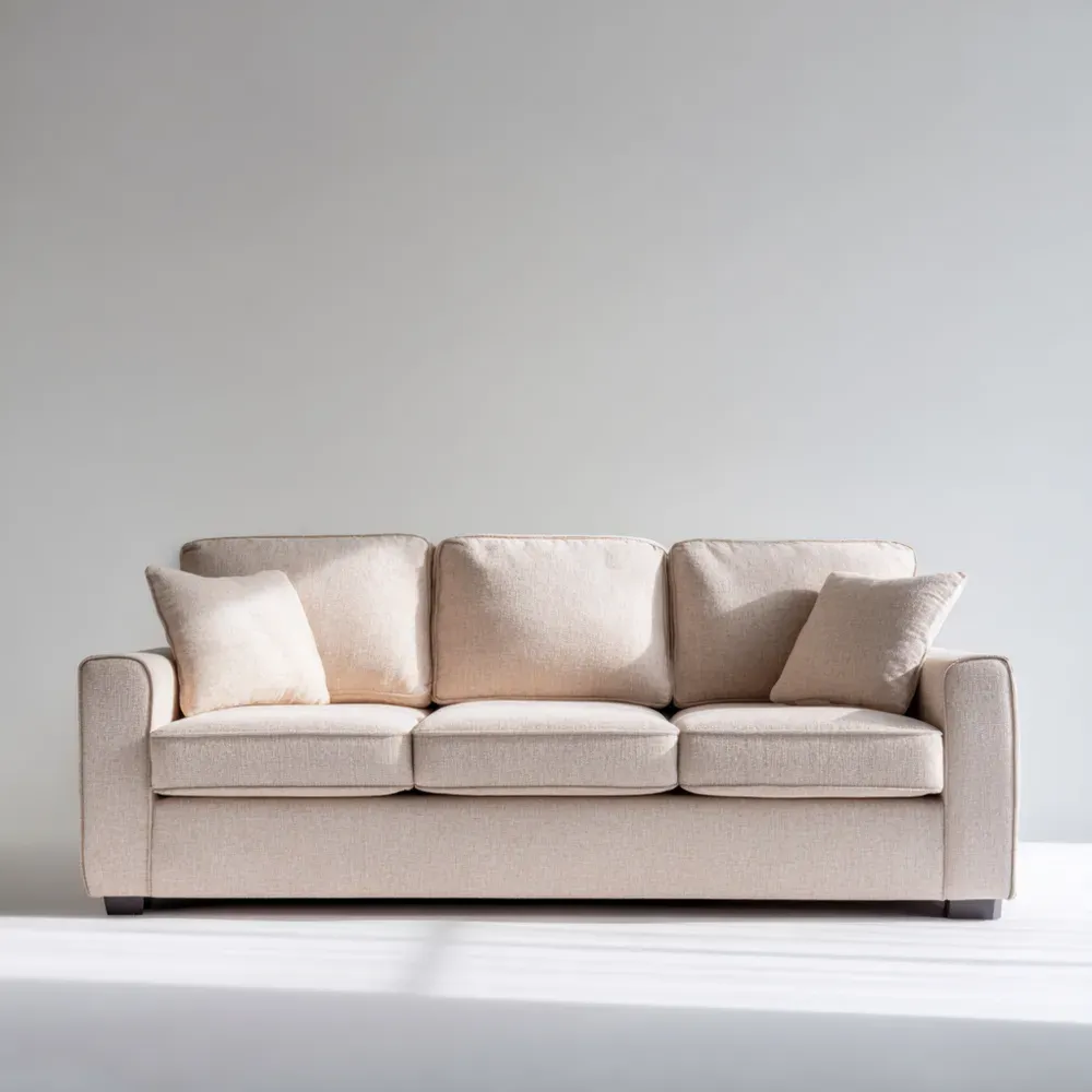Sofá de Tela Beige 200x90x85 cm - Diseño Moderno