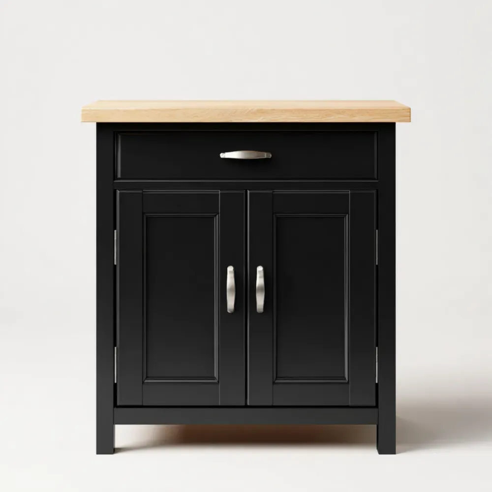 Armario de Almacenamiento de Madera y Metal 60x40x80 cm - Negro y Madera Natural - Diseño Clásico