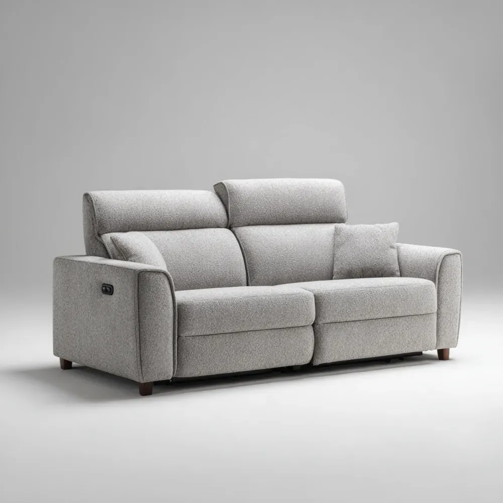 Sofá Reclinable Tela 180x90x100 cm - Gris Claro - Diseño Moderno