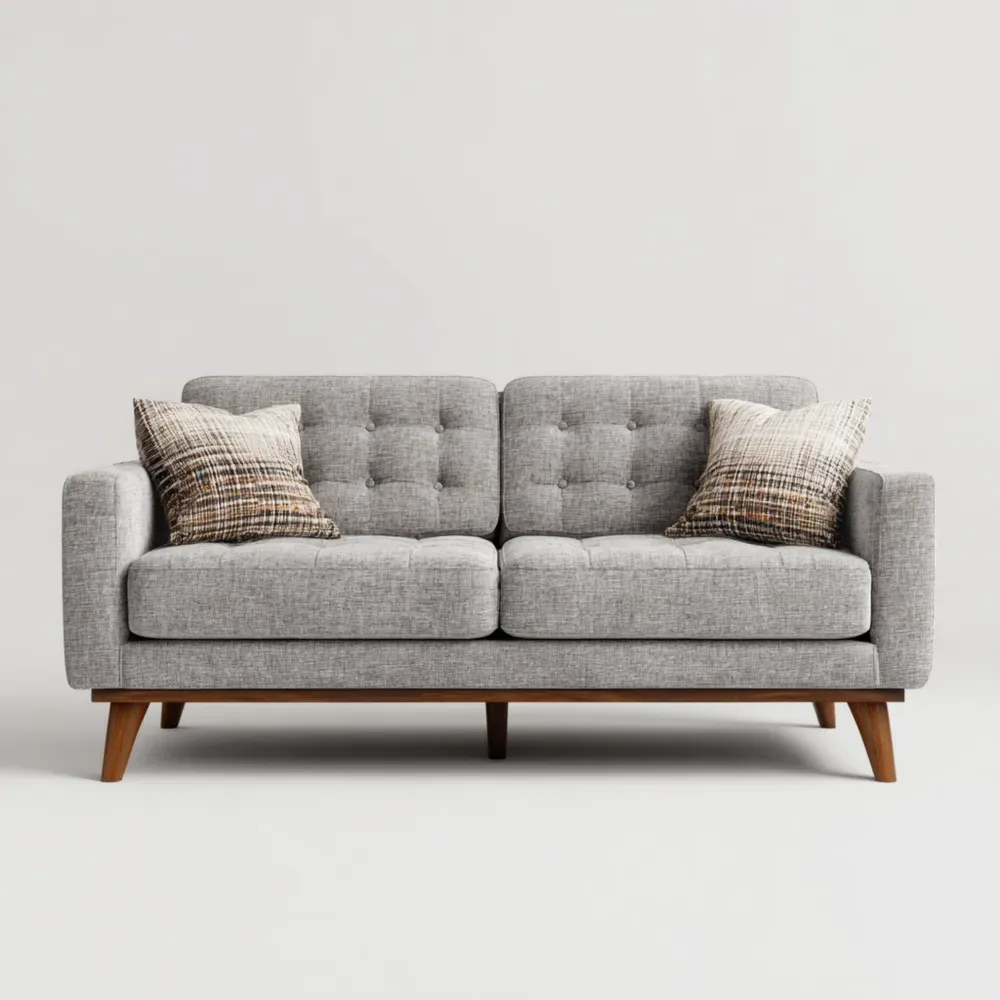 Sofá de 2 Plazas 140x80x85 cm - Gris Claro - Diseño Moderno