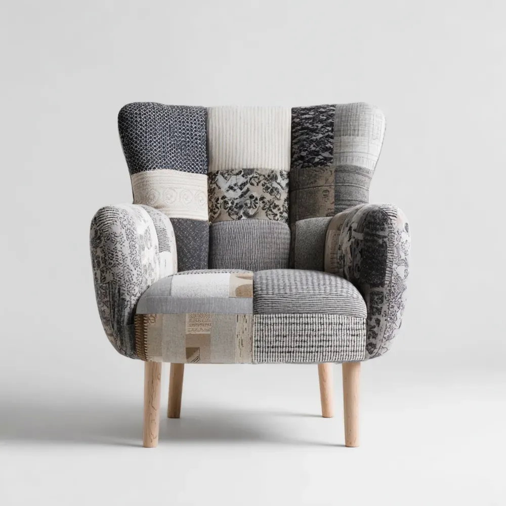 Sillón Tapizado de Patchwork 78x85x85 cm - Multicolor - Diseño Clásico