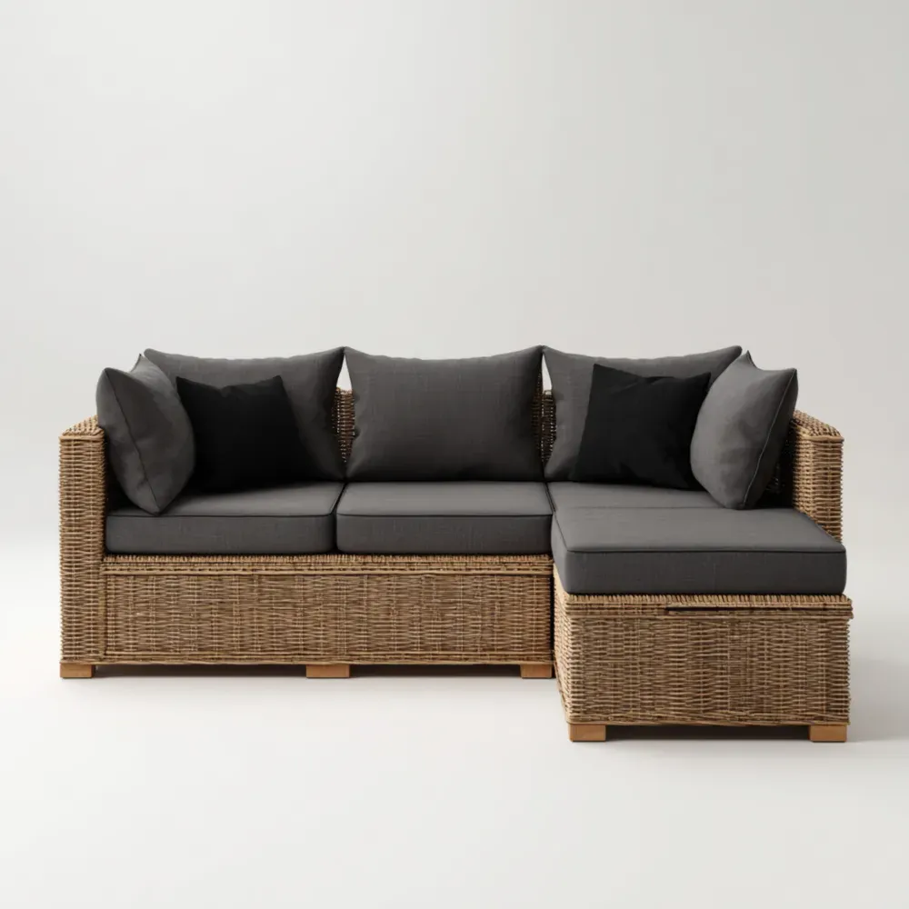 Sofá de Exterior Ratán 200x75x65 cm - Gris Oscuro