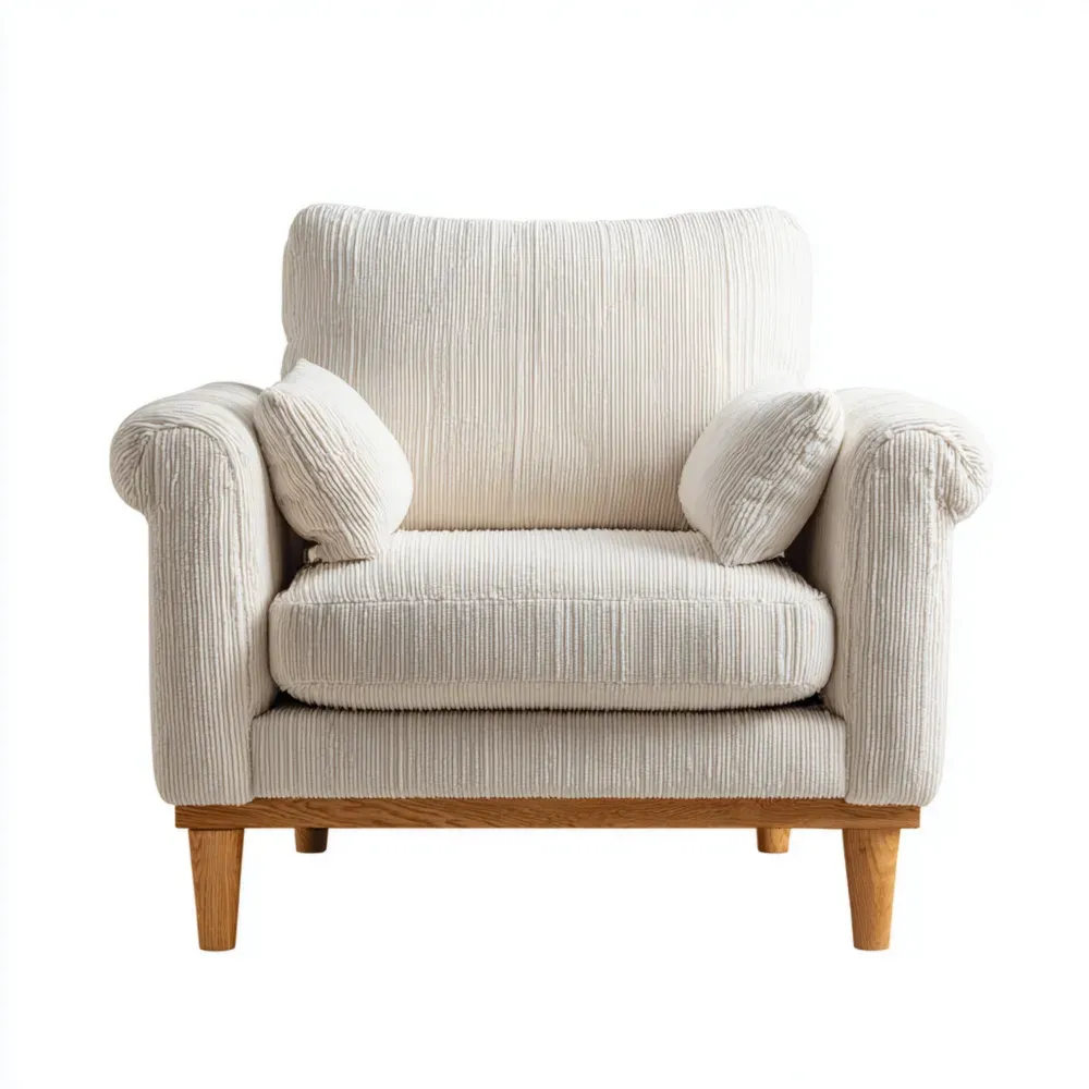 Sillón de Tela Acolchado 90x85x75 cm – Crema – Diseño Moderno