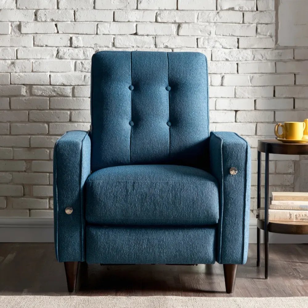 Sillón Reclinable Tapizado en Tela Azul 70x85x105 cm - Diseño Moderno