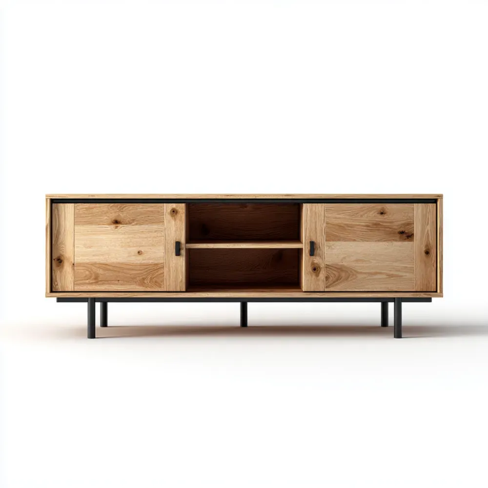 Mueble de TV Madera 120x40x50 cm - Roble - Diseño Industrial
