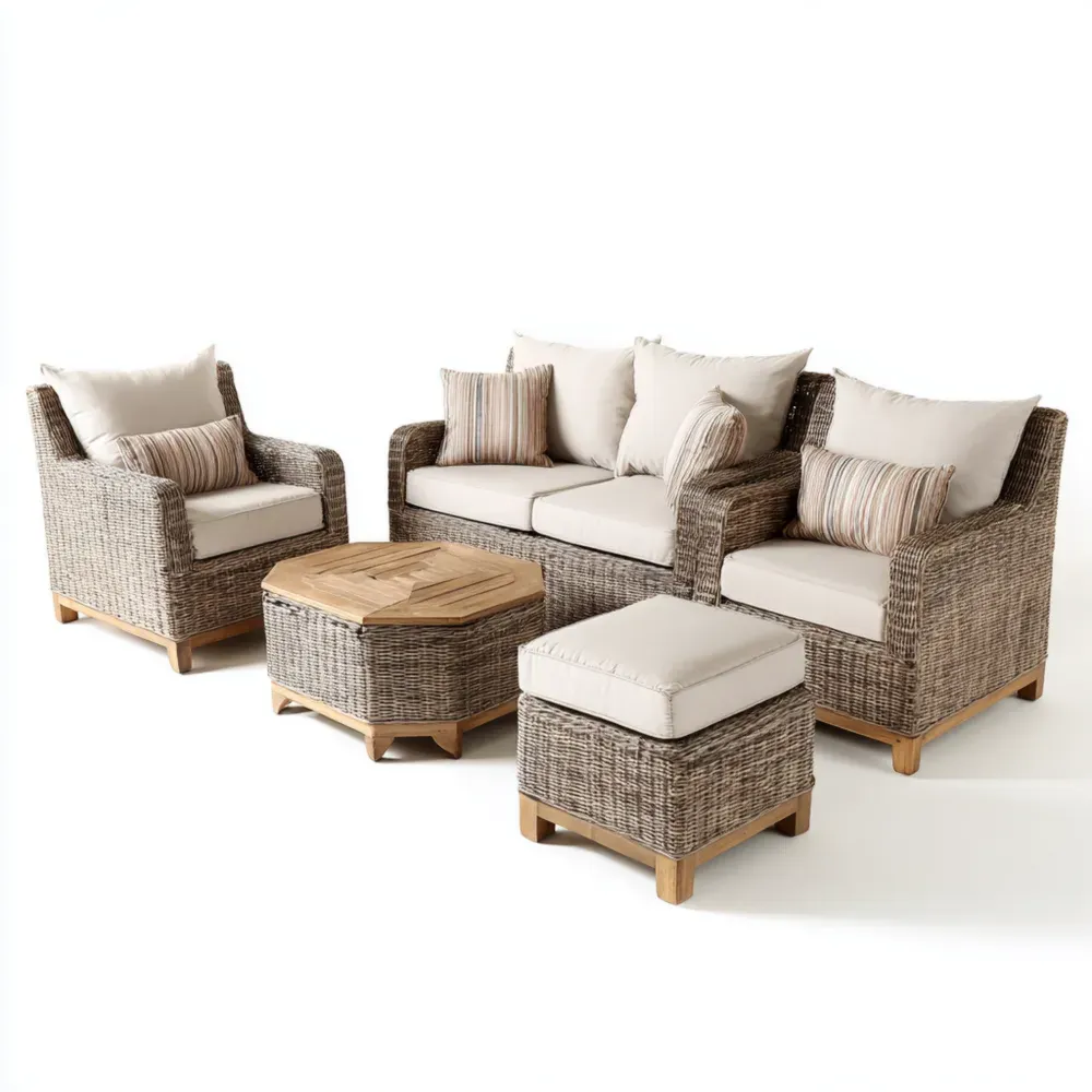 Conjunto de Sofás de Jardín 150x85x70 cm - Ratán Sintético Beige - Diseño Moderno