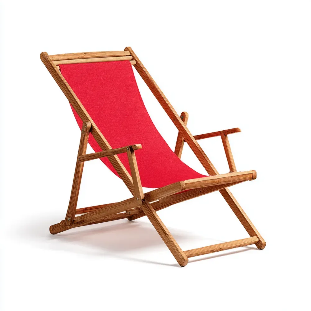Silla de Patio Plegable 60x100x90 cm Madera y Tela Rojo - Diseño Clásico