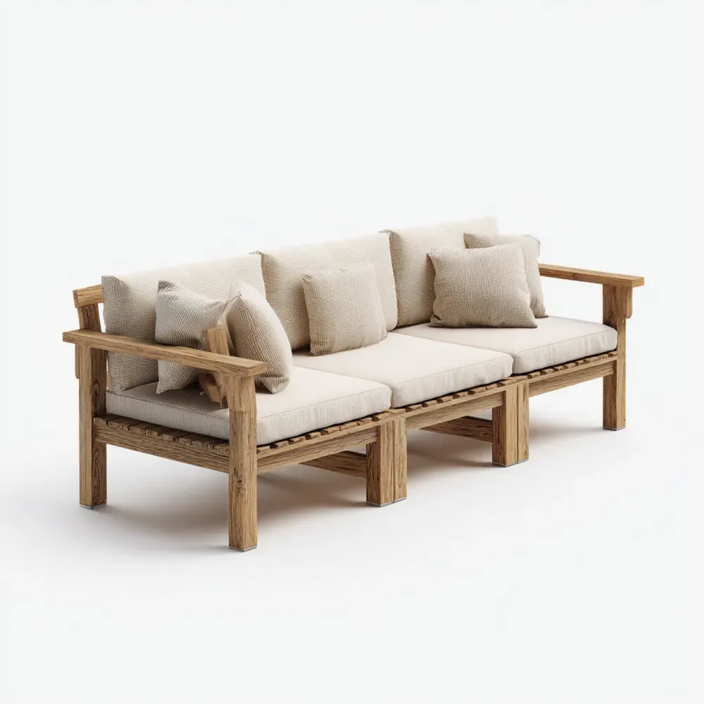 Sofá de jardín de madera 200x75x70 cm - Beige - Diseño contemporáneo