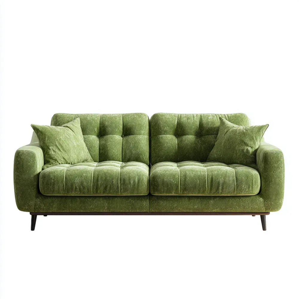 Sofá de dos plazas 180x90x80 cm - Verde - Tapizado en tela, Diseño contemporáneo