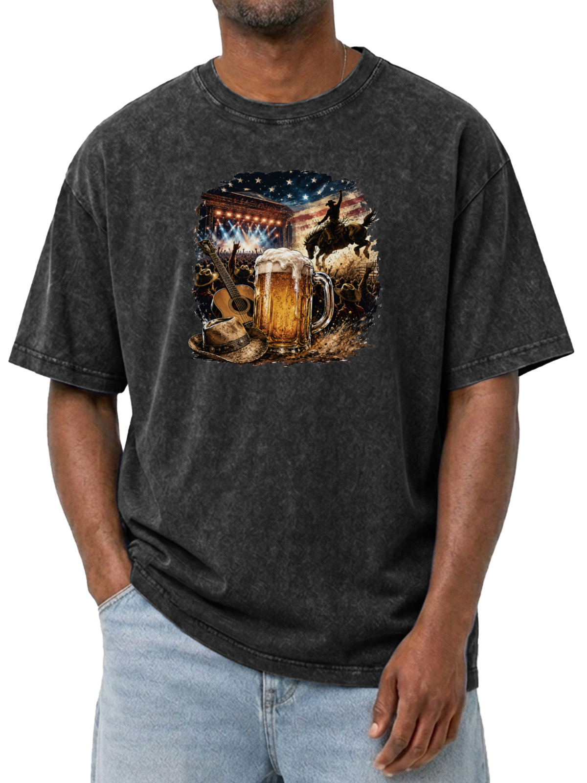 Vintage Country Music Beer Wash Cotton Tee