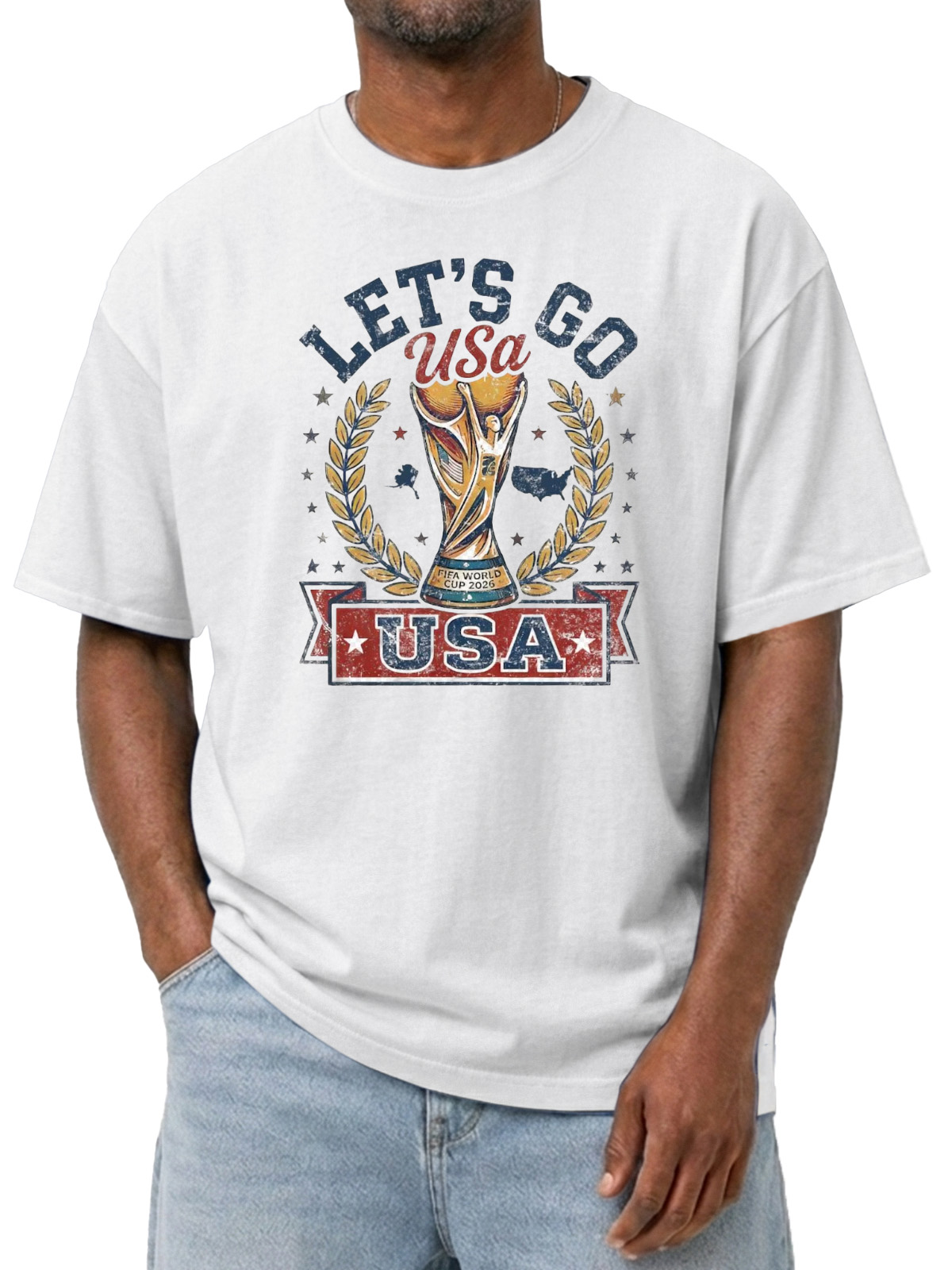 Men’s Oversized Vintage Washed USA Soccer Champion Graphic Tee