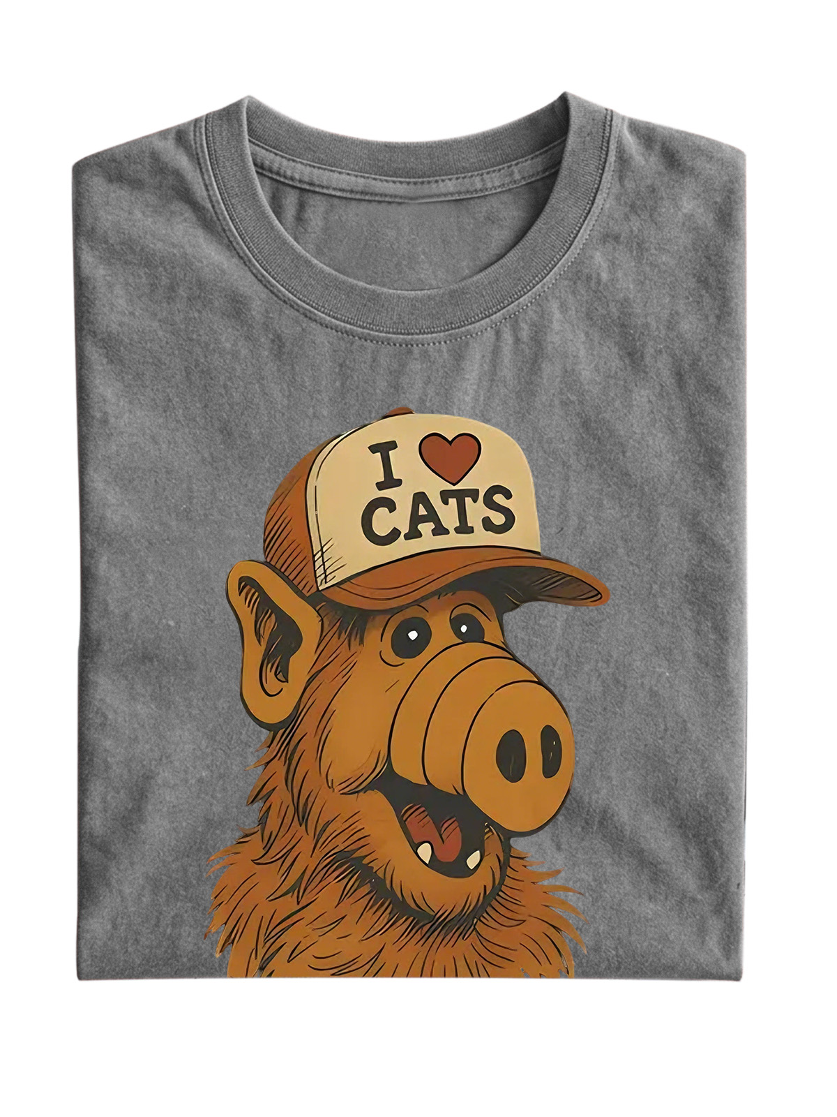 Retro I Love Cats Cotton Short-sleeved T-shirt