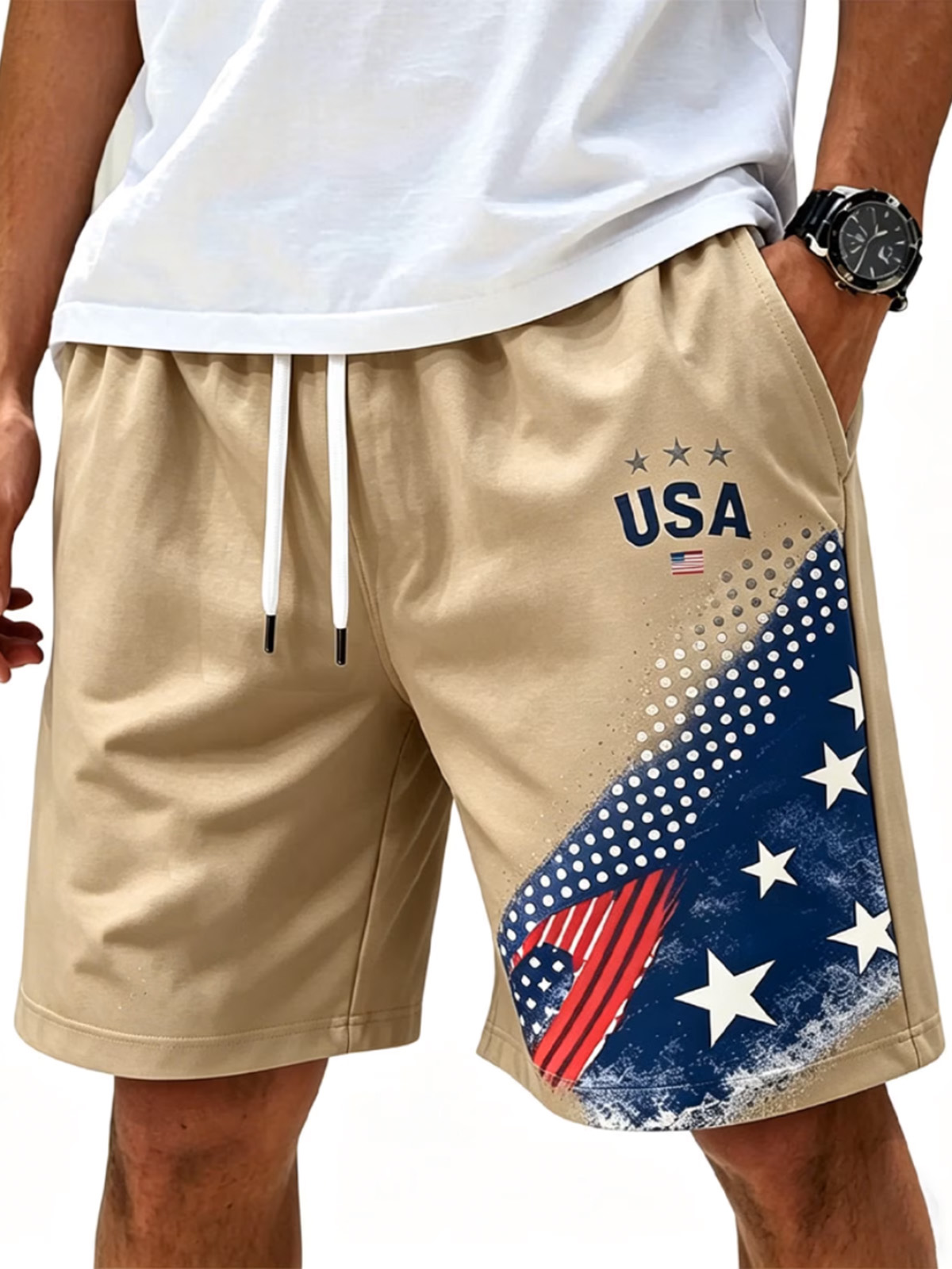 Casual Simple Usa Loose Shorts