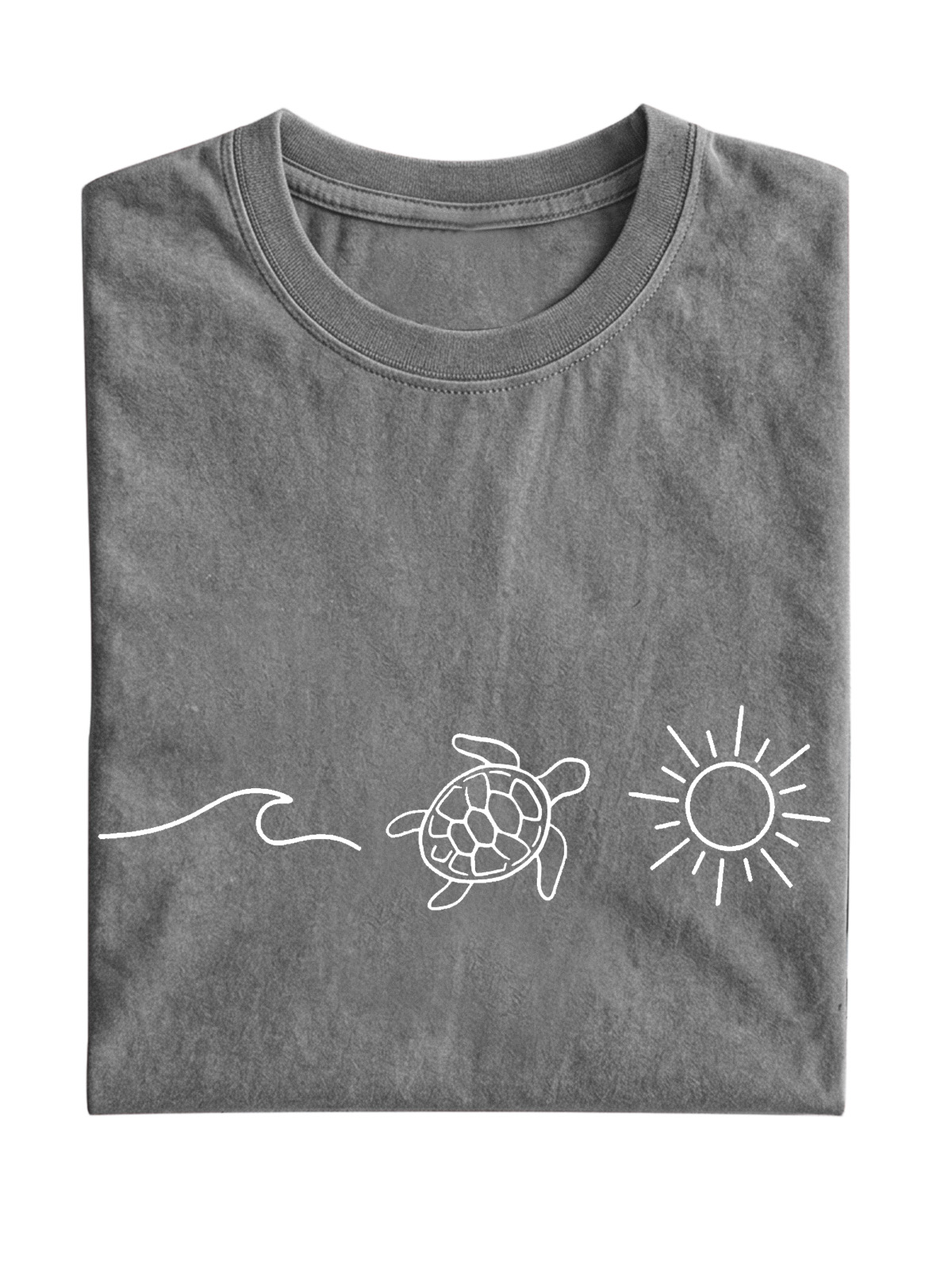 Daily Casual Wave Turtle Sunshine Cotton Short Sleeve T-shirt