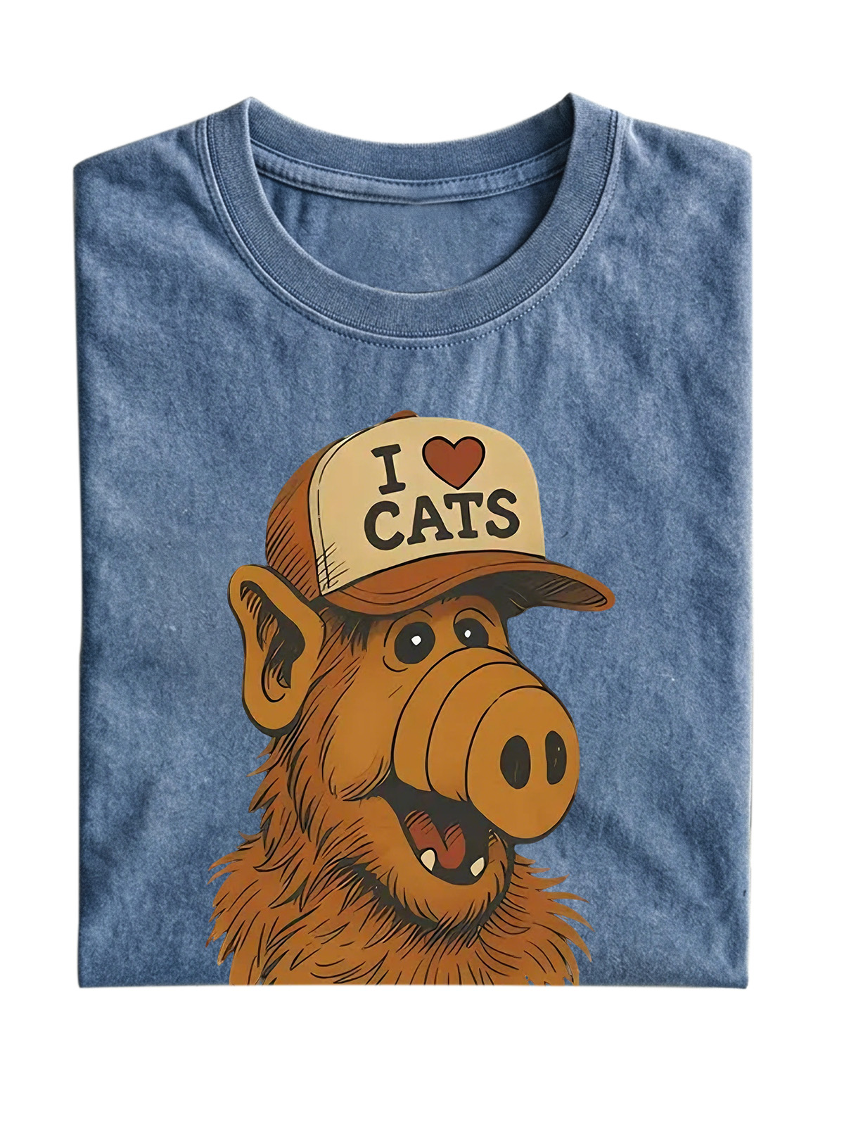 Retro I Love Cats Cotton Short-sleeved T-shirt