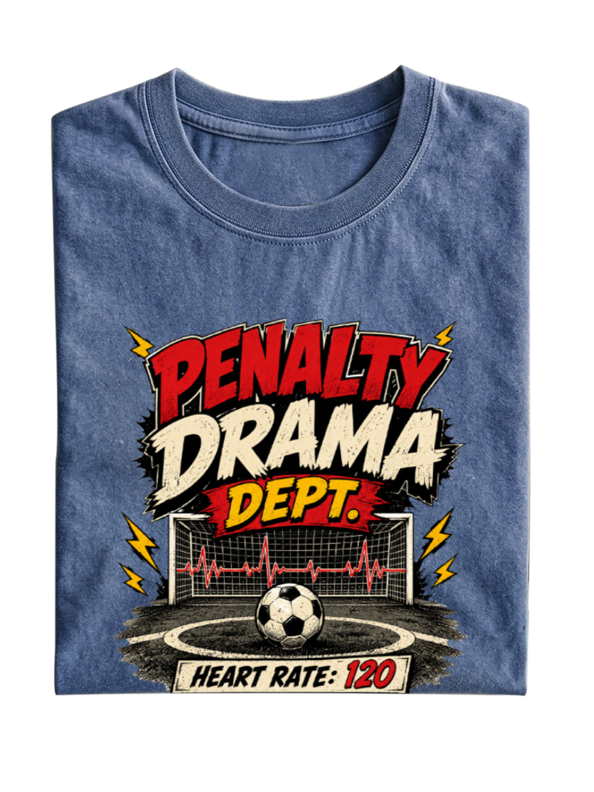 Men’s Vintage Washed Oversized T-Shirt with Penalty Drama Soccer Graphic