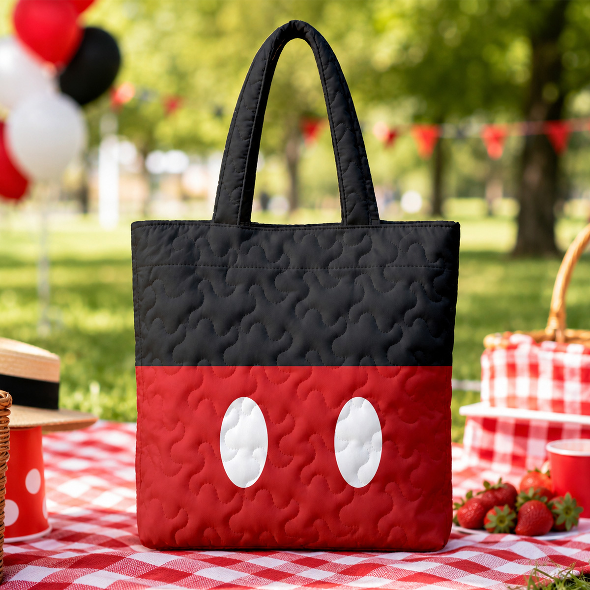 Classic Minimalist Cartoon Quilted Tote Bag