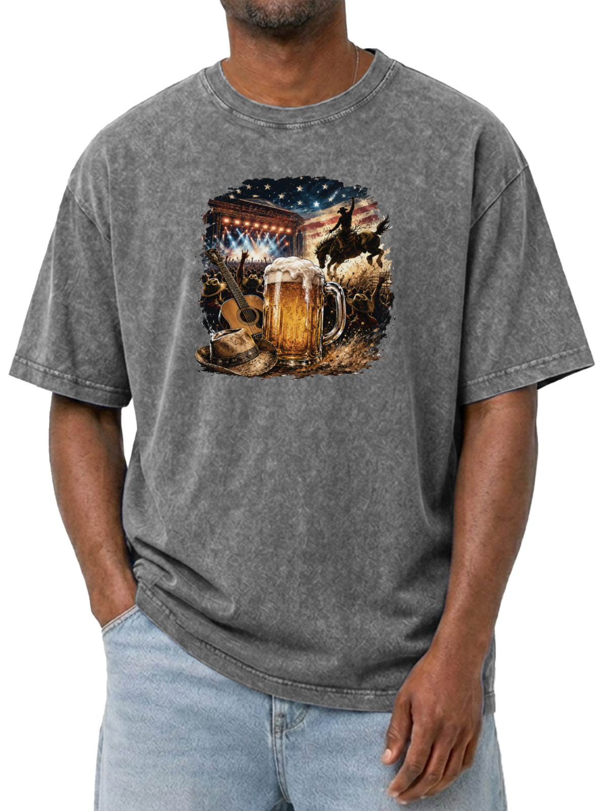 Vintage Country Music Beer Wash Cotton Tee