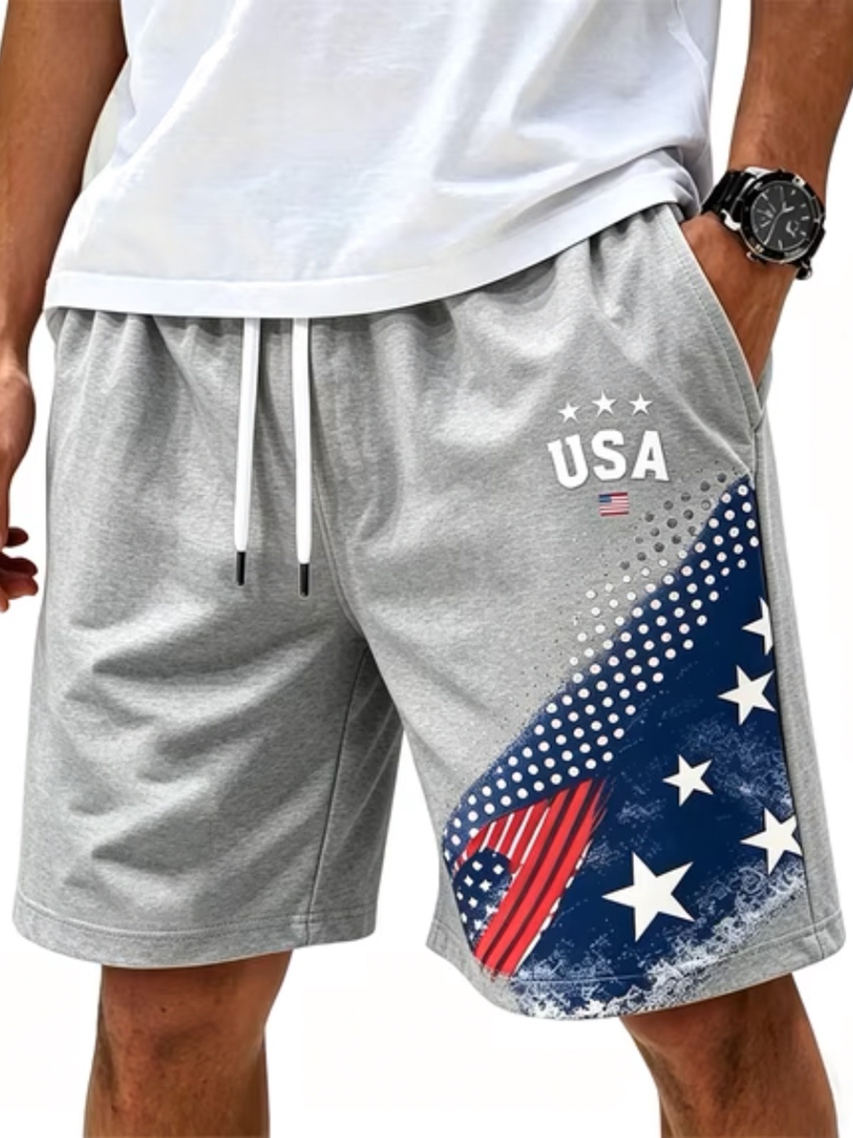 Casual Simple Usa Loose Shorts