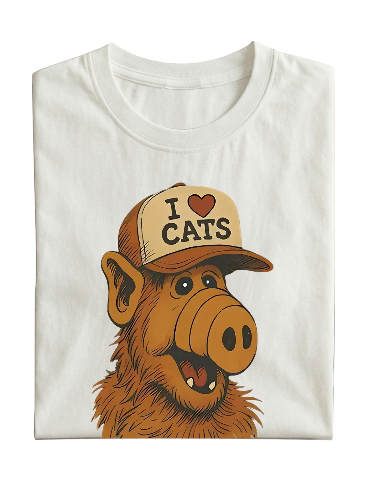 Retro I Love Cats Cotton Short-sleeved T-shirt