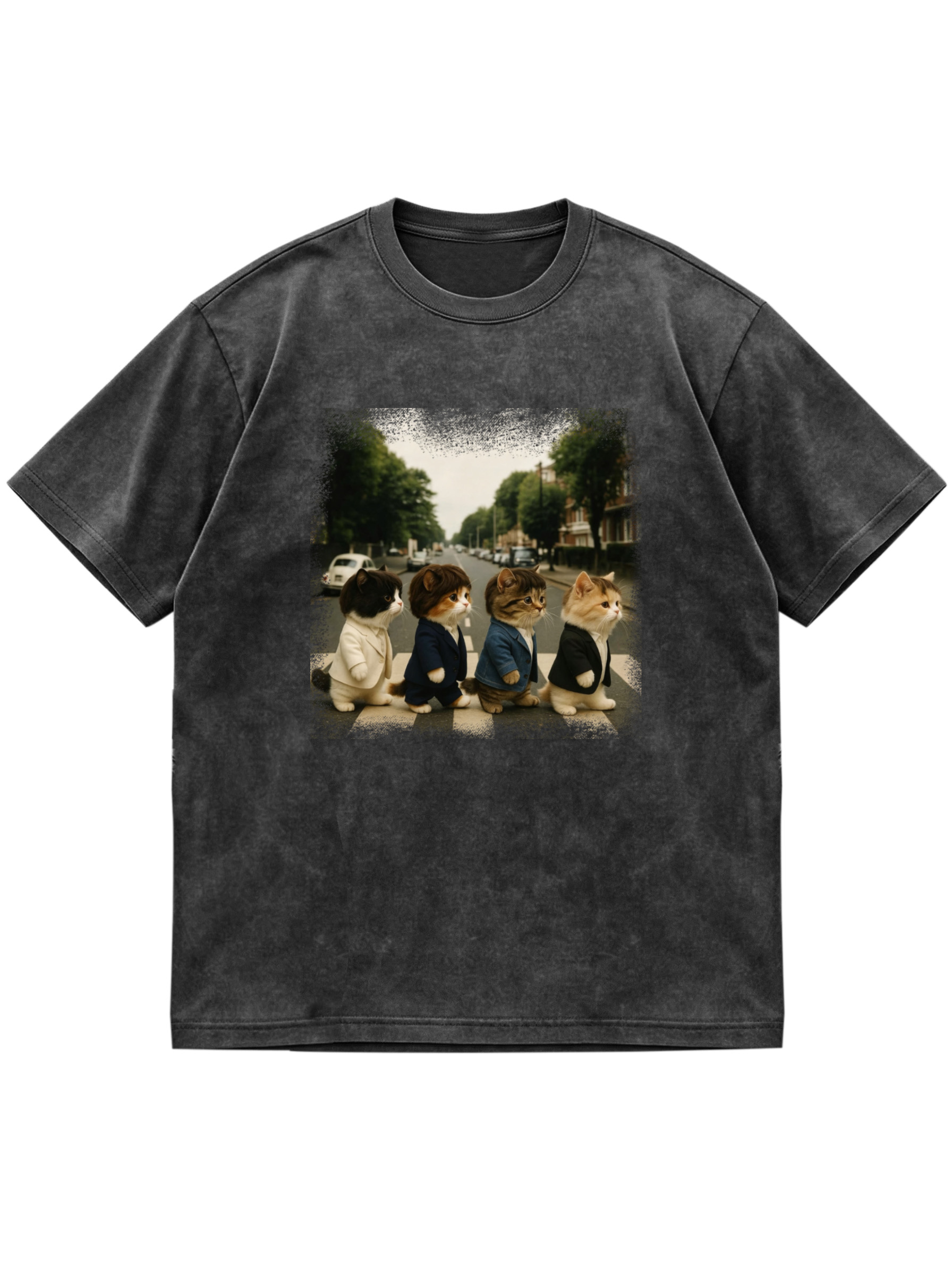 Retro Cat Band Cotton T-shirt
