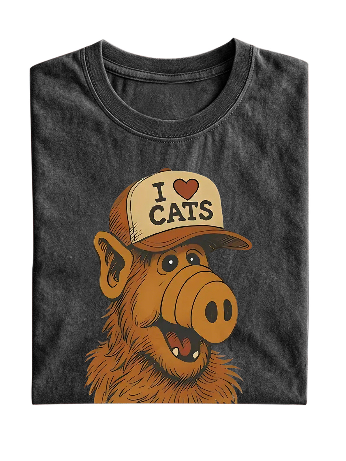 Retro I Love Cats Cotton Short-sleeved T-shirt