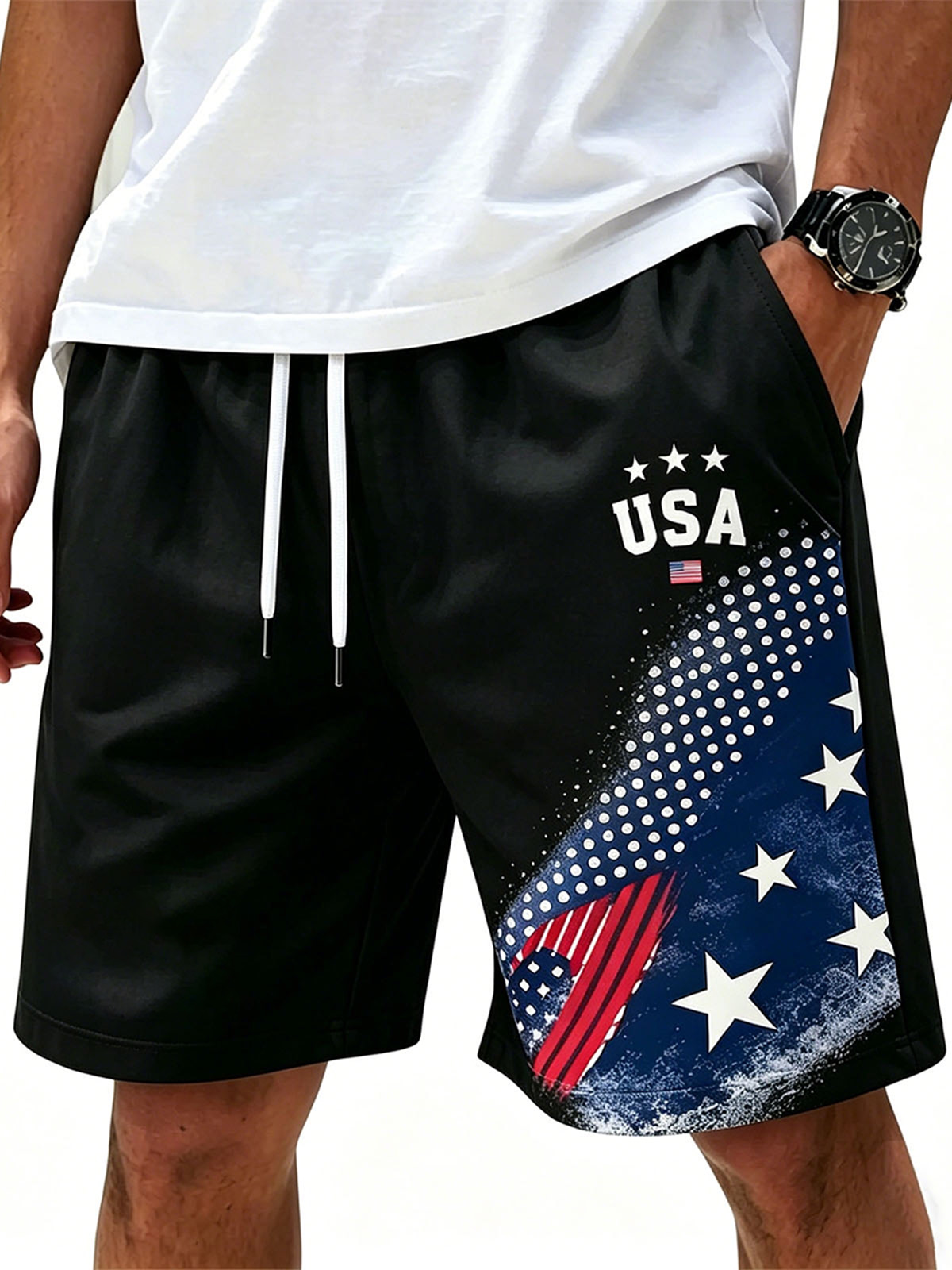 Casual Simple Usa Loose Shorts