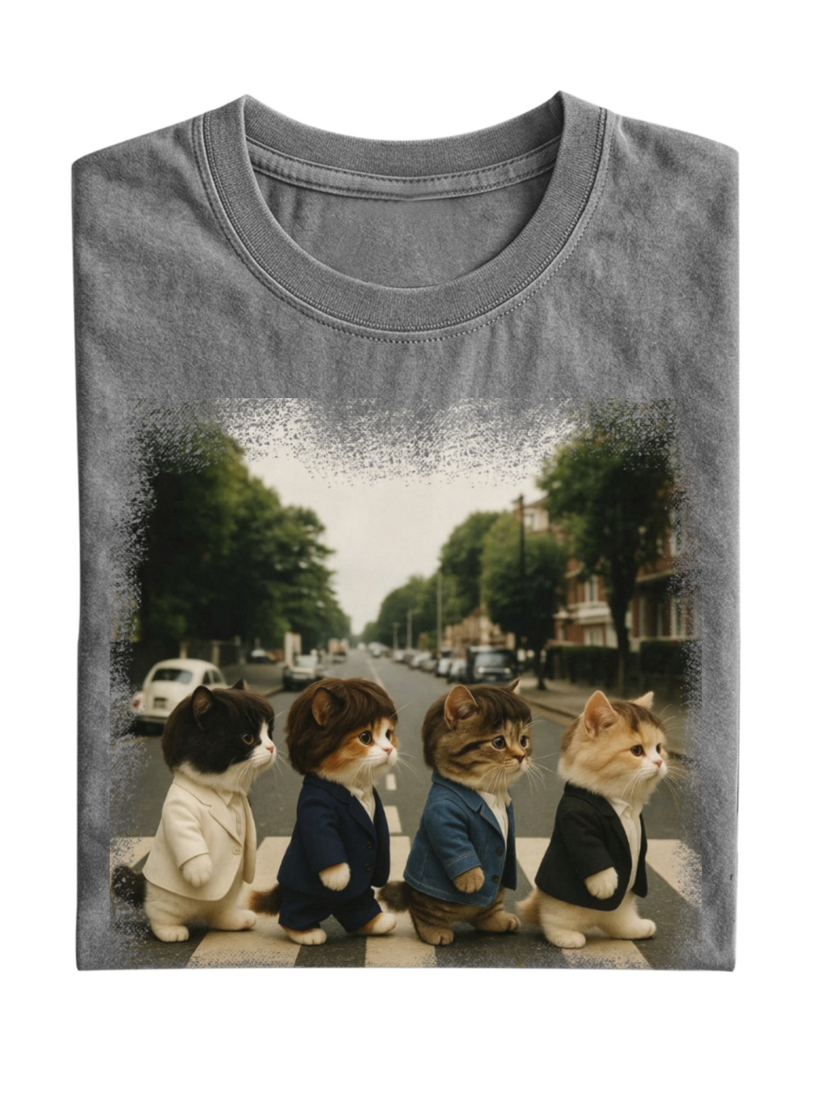 Retro Cat Band Cotton T-shirt