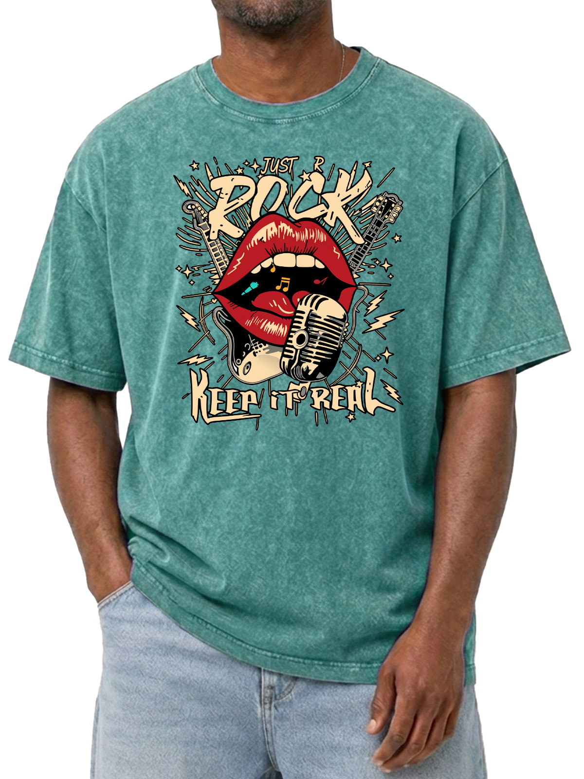 Rock Keep It Real Graphic Washed Short-sleeve T-shirt
