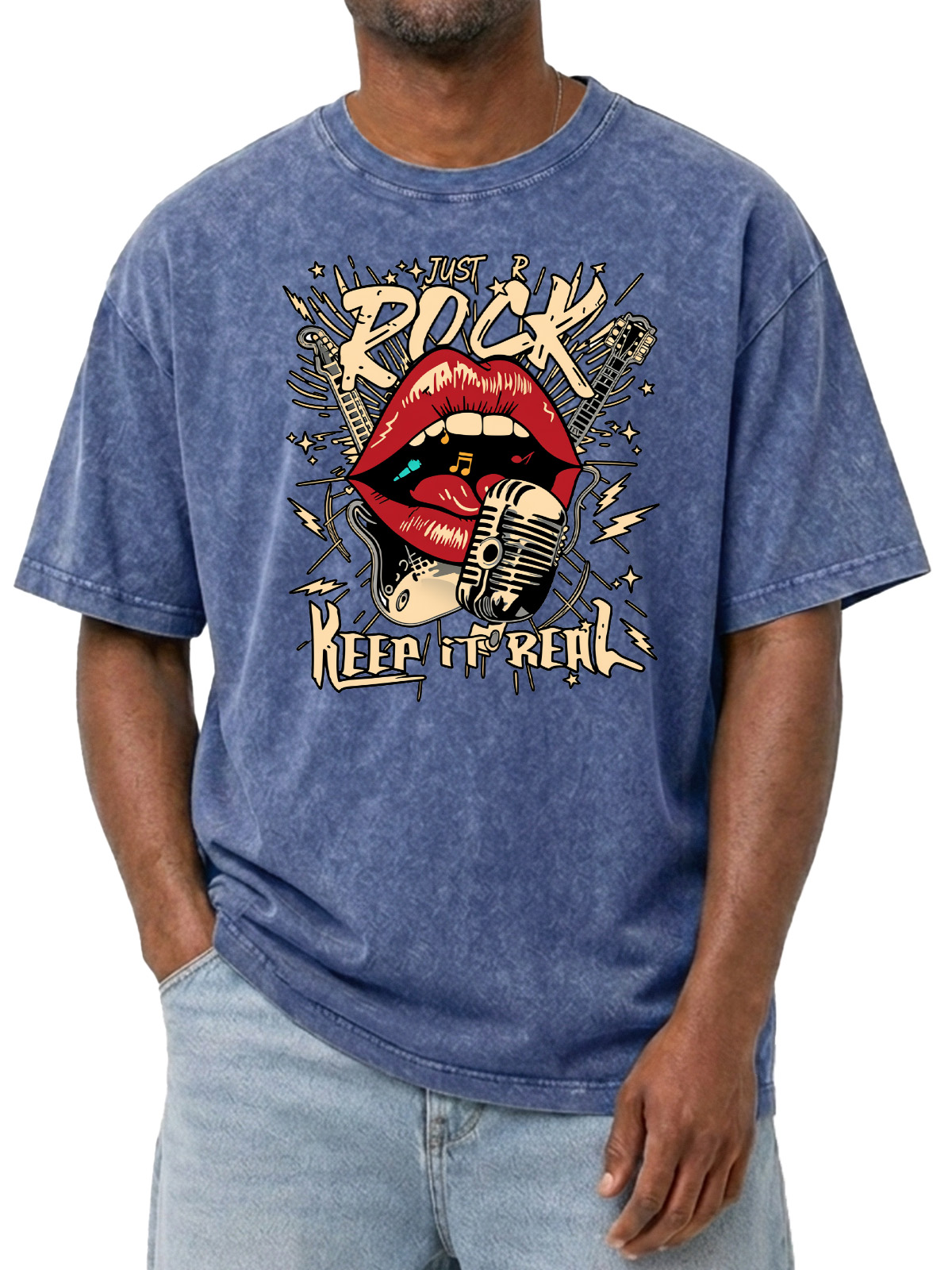 Rock Keep It Real Graphic Washed Short-sleeve T-shirt