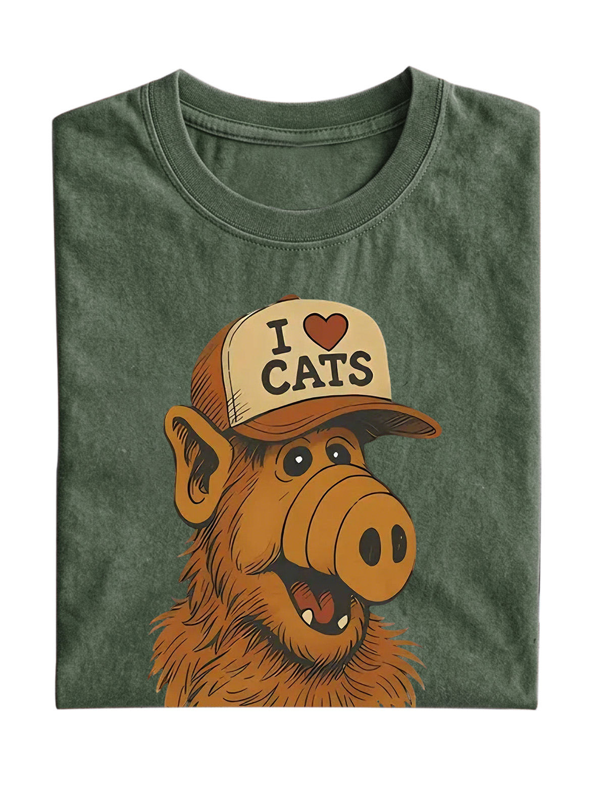 Retro I Love Cats Cotton Short-sleeved T-shirt
