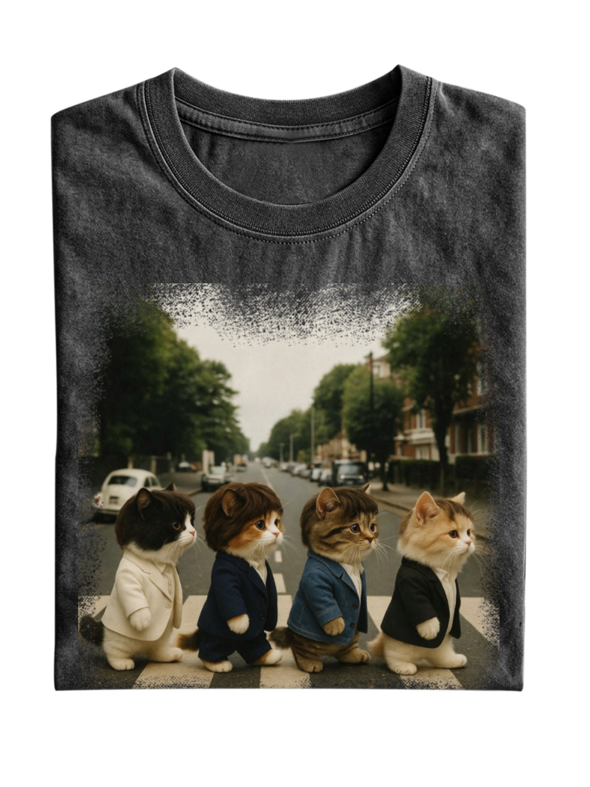 Retro Cat Band Cotton T-shirt
