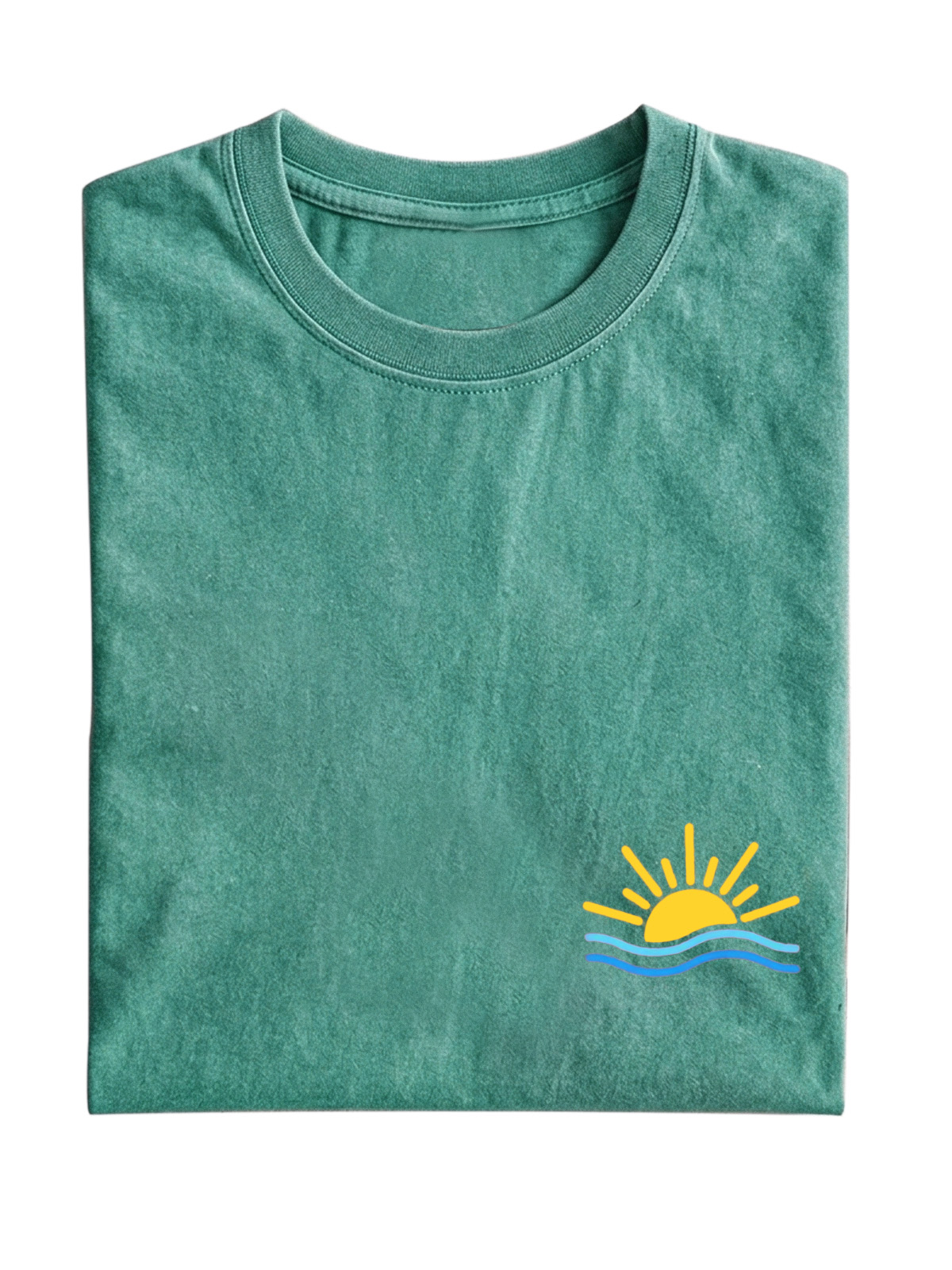 Hawaiian Sun Wave Printed Cotton Short Sleeve T-shirt