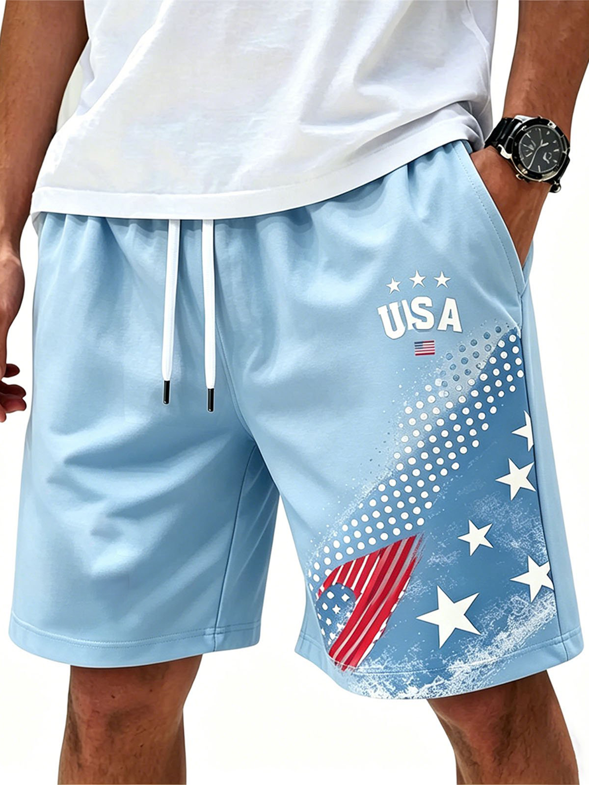 Casual Simple Usa Loose Shorts