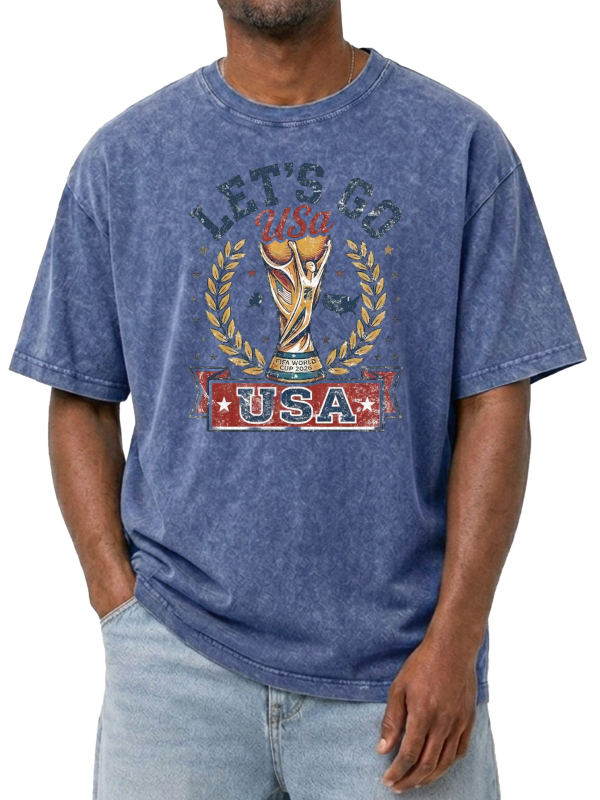 Men’s Oversized Vintage Washed USA Soccer Champion Graphic Tee
