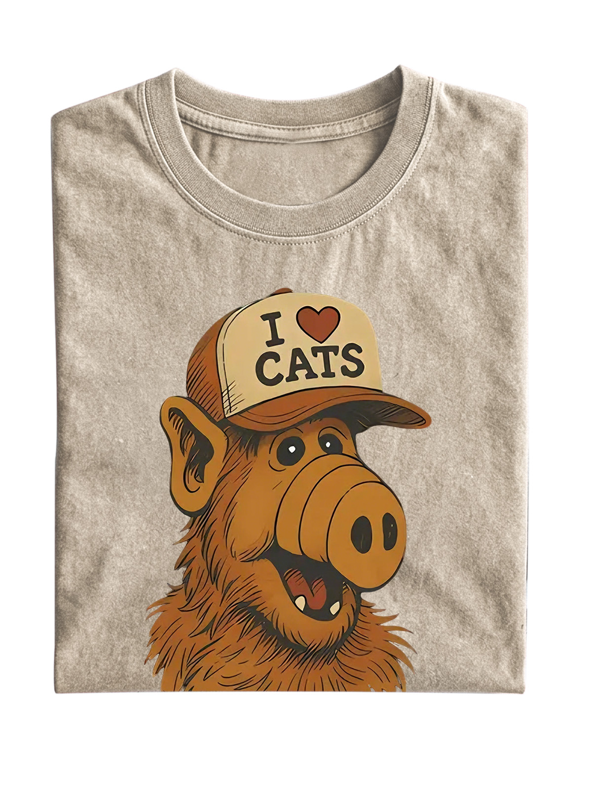 Retro I Love Cats Cotton Short-sleeved T-shirt