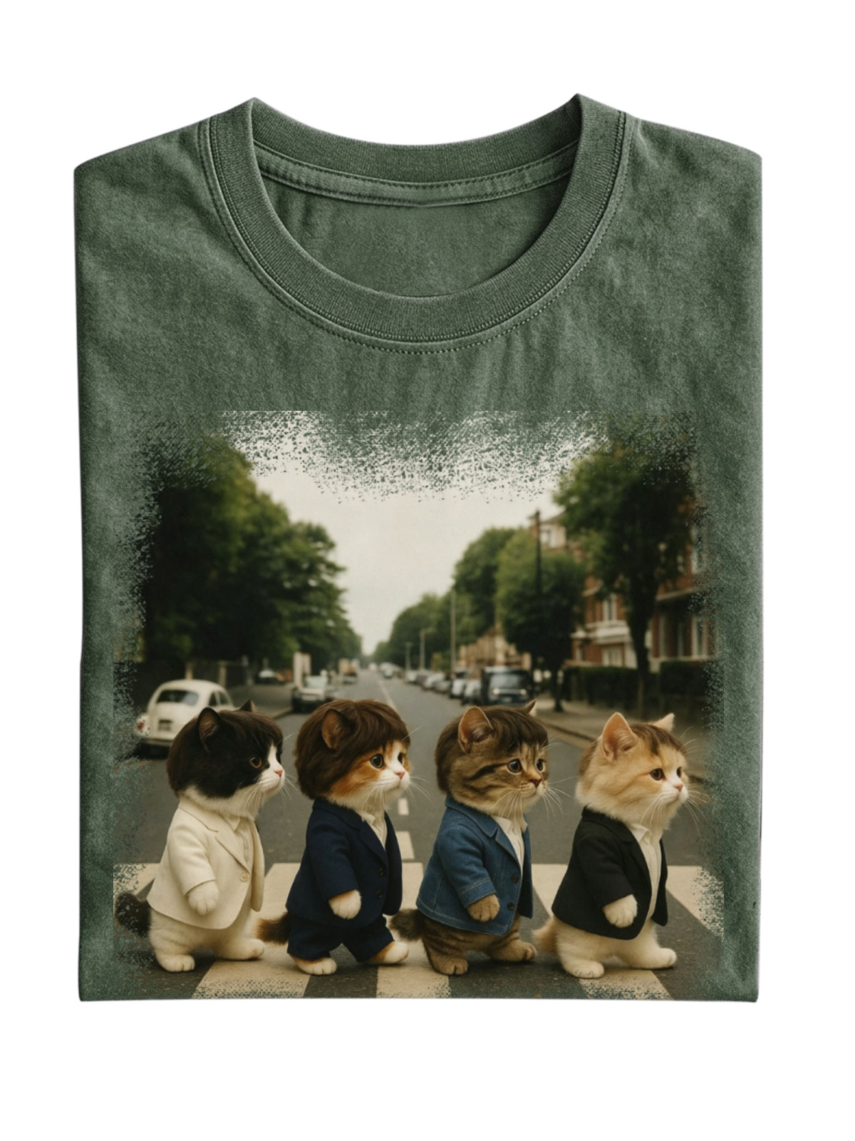 Retro Cat Band Cotton T-shirt