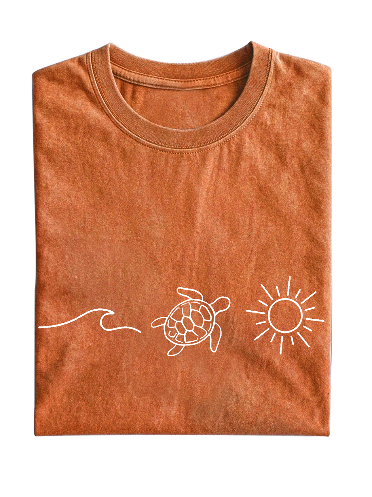 Daily Casual Wave Turtle Sunshine Cotton Short Sleeve T-shirt
