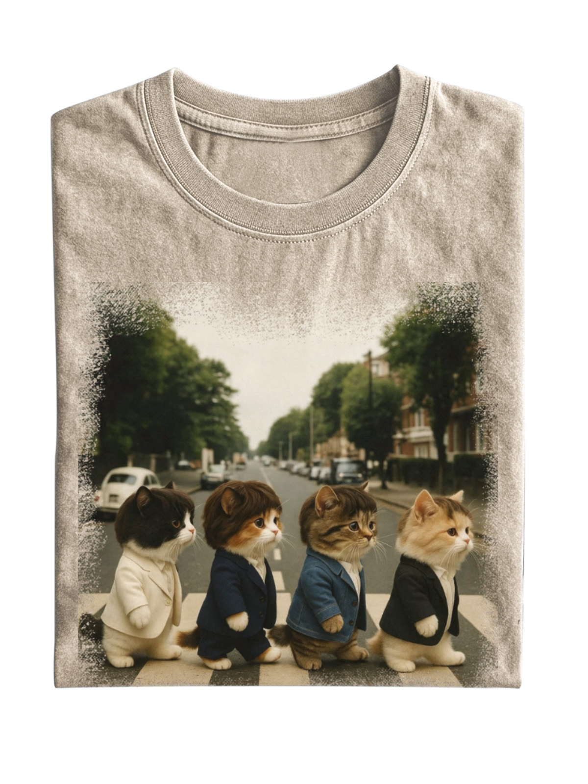 Retro Cat Band Cotton T-shirt