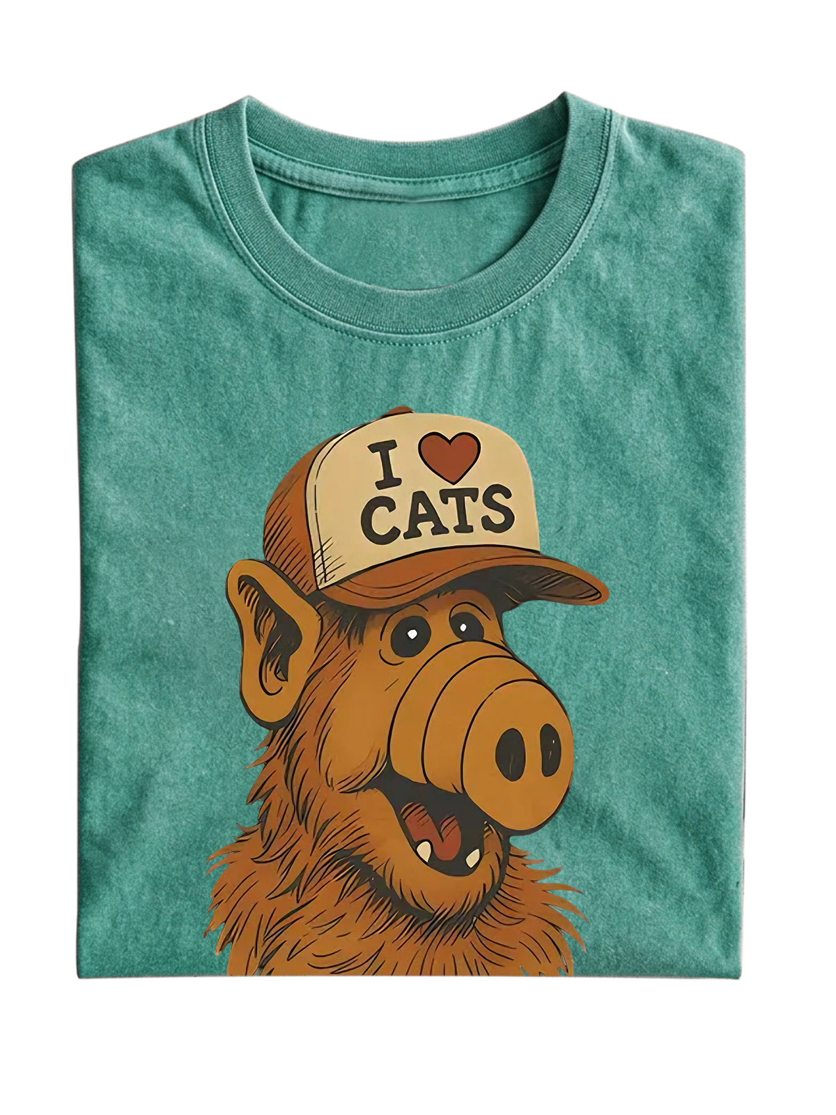 Retro I Love Cats Cotton Short-sleeved T-shirt