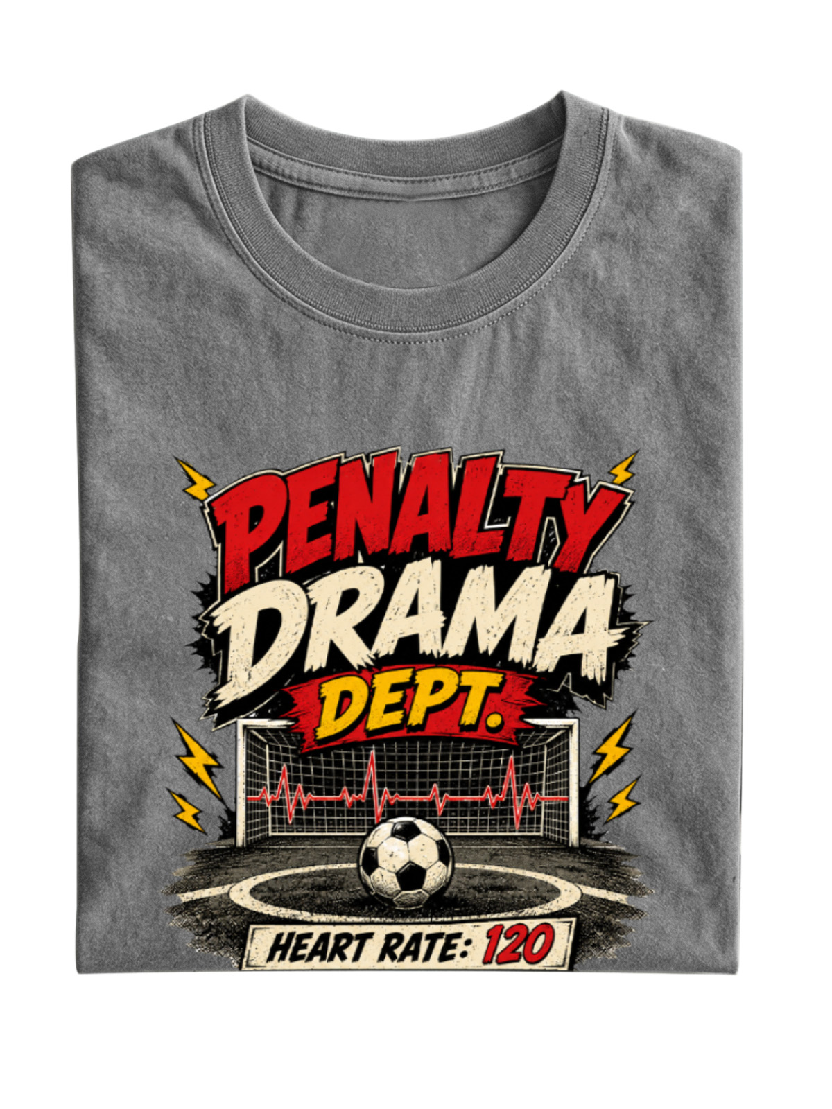 Men’s Vintage Washed Oversized T-Shirt with Penalty Drama Soccer Graphic